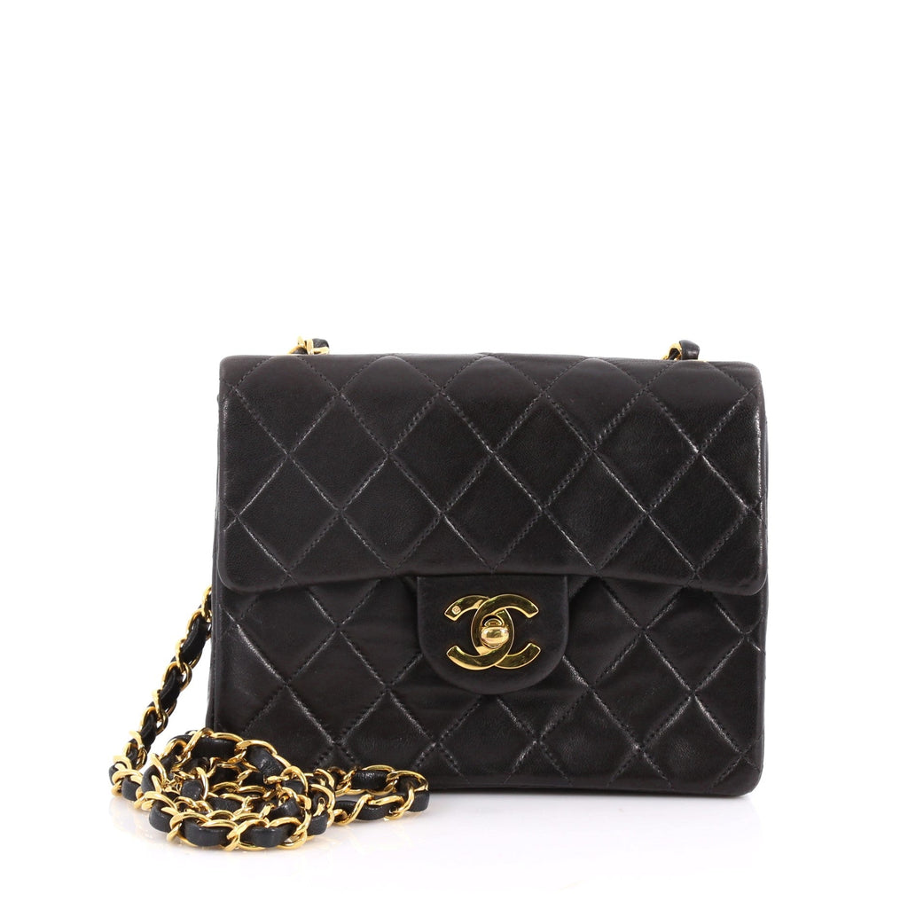 Vintage Square Classic Single Flap Bag Quilted Lambskin Mini