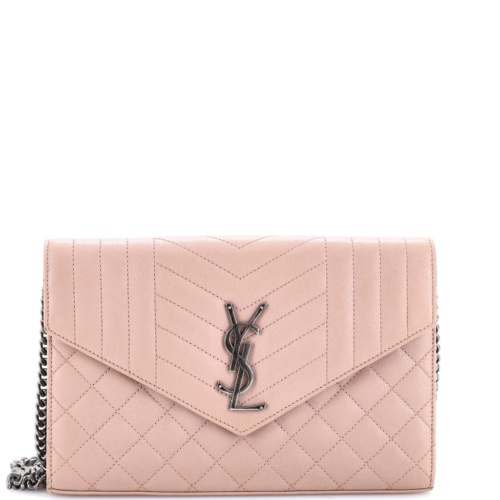 Classic Monogram Envelope Satchel Mixed Matelasse Leather Medium