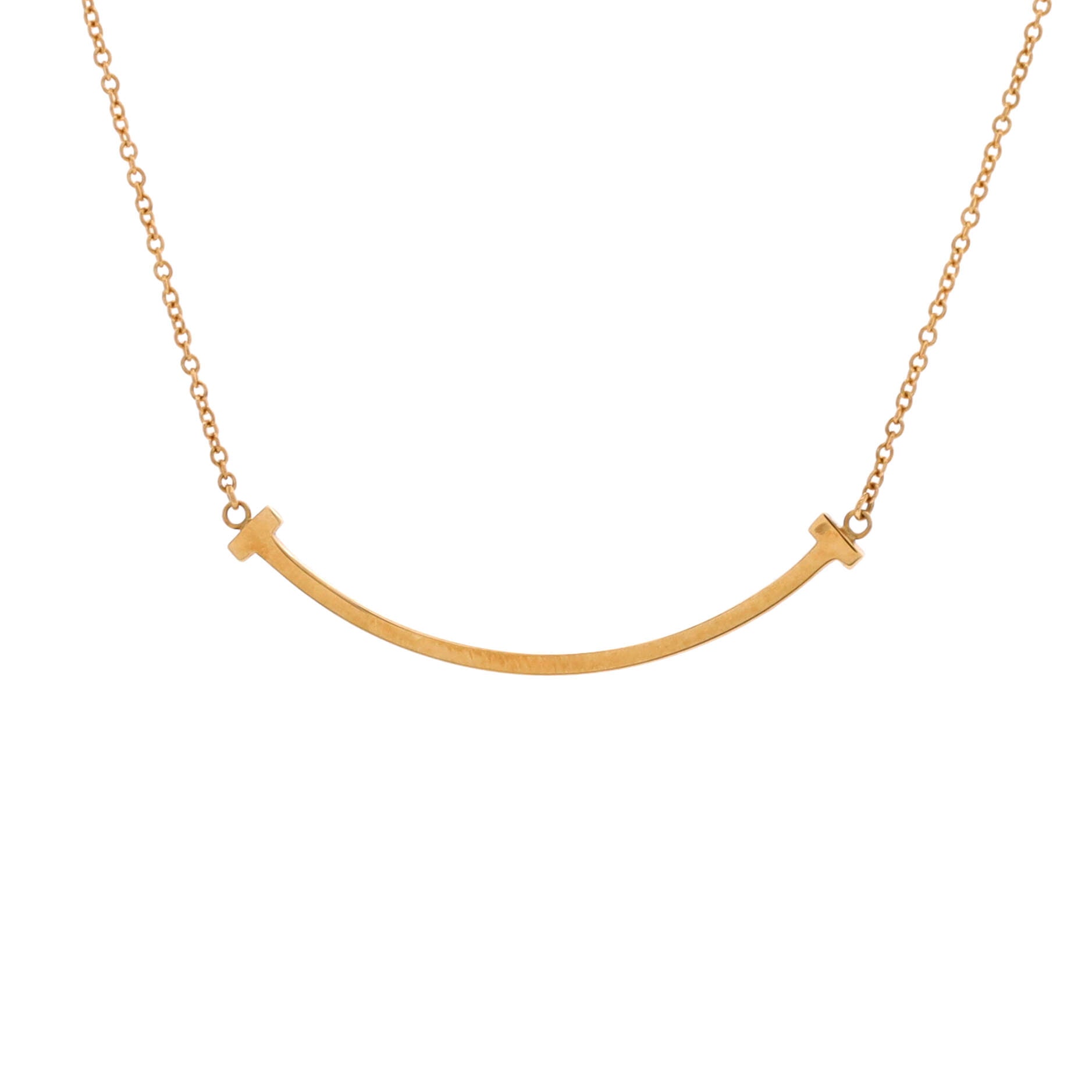 T Smile Pendant Necklace 18K Yellow Gold Small