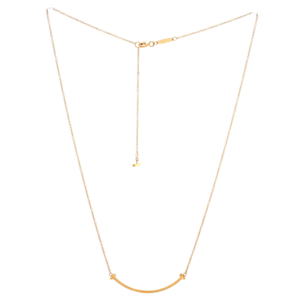 T Smile Pendant Necklace 18K Yellow Gold Small