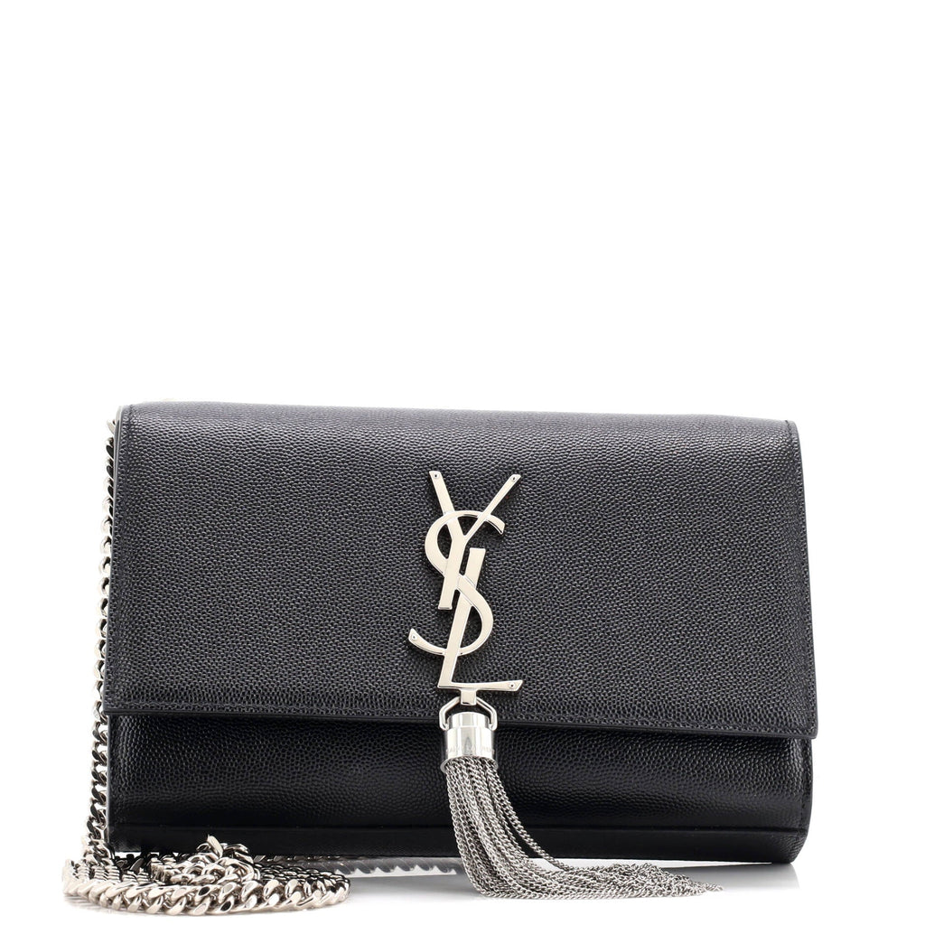 Classic Monogram Tassel Crossbody Bag Grainy Leather Small