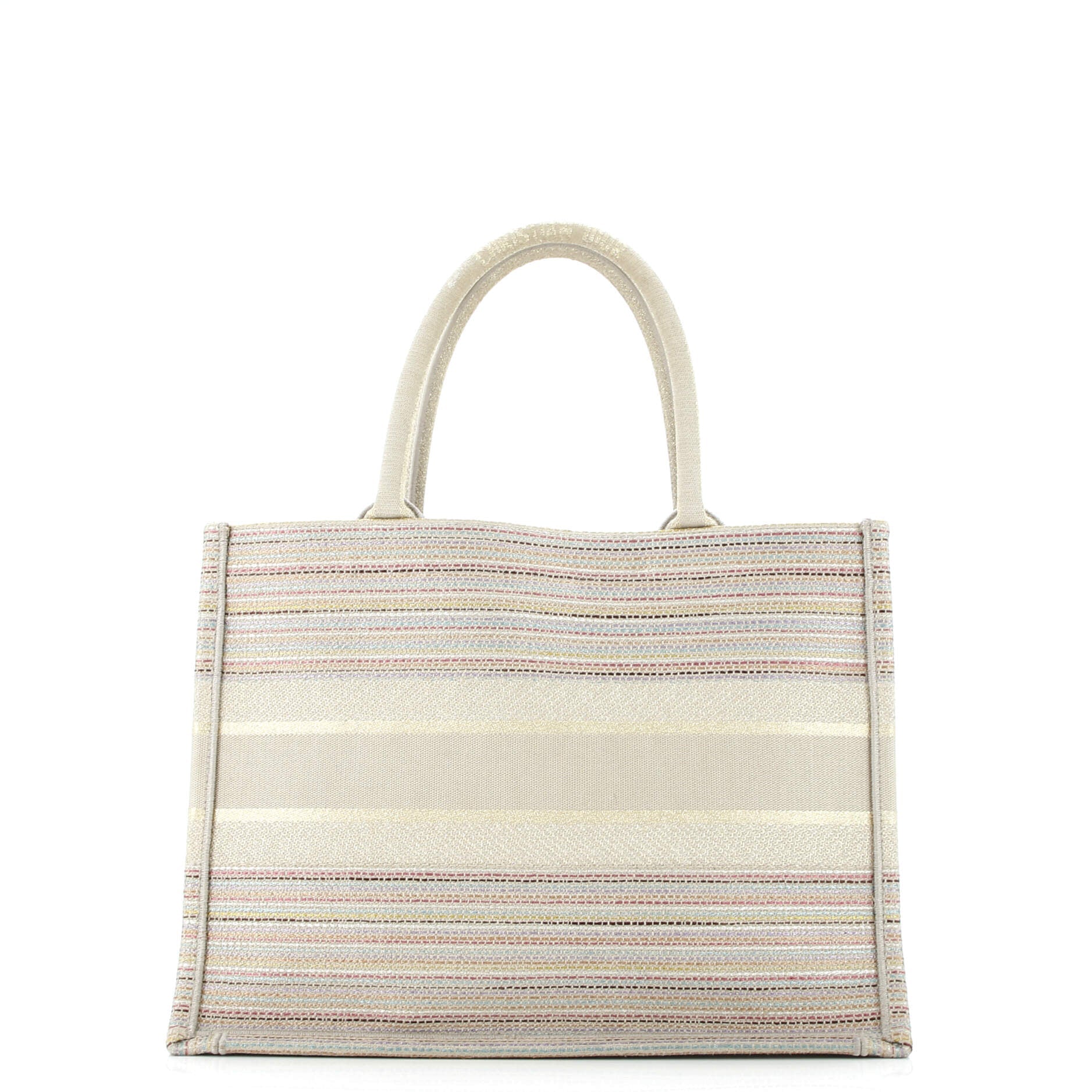 Book Tote Multicolor Stripes Embroidered Canvas Medium