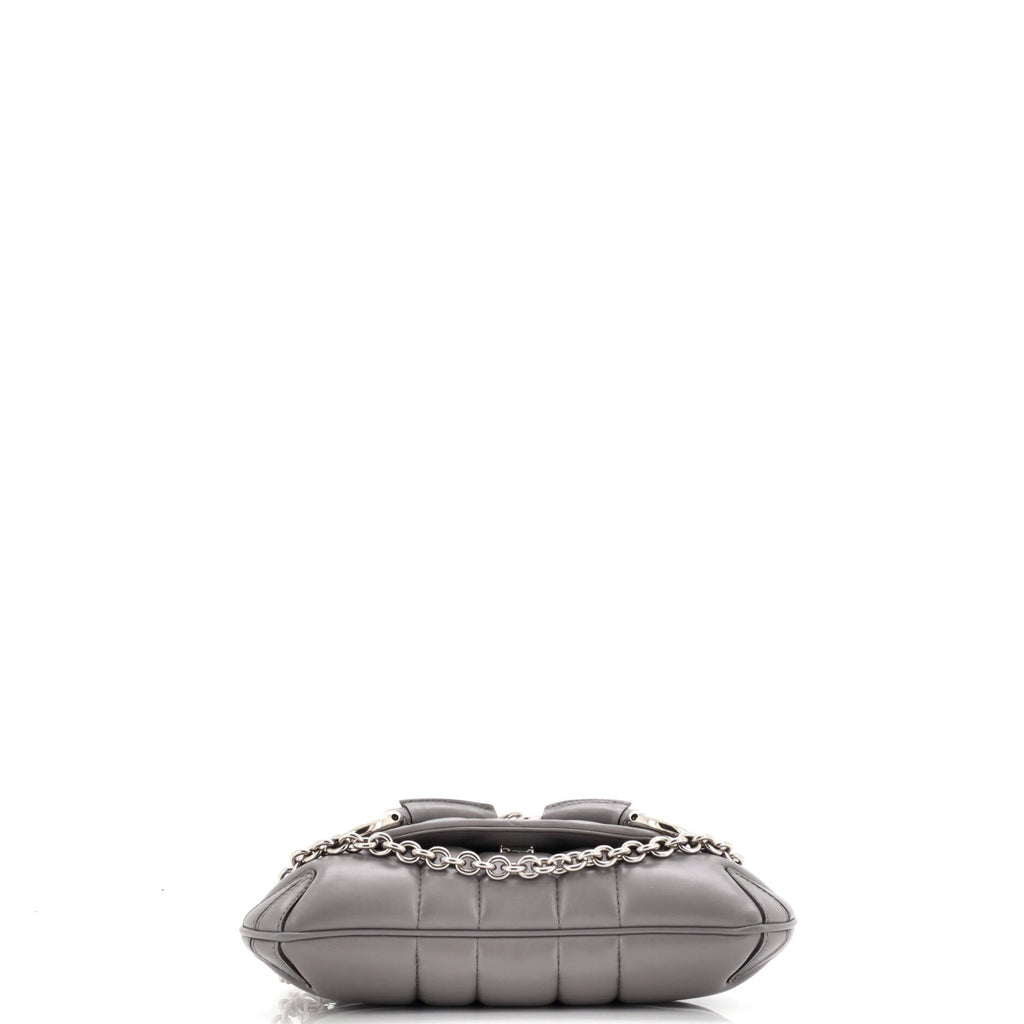 Horsebit Chain Shoulder Bag Vertical Quilted Leather Small