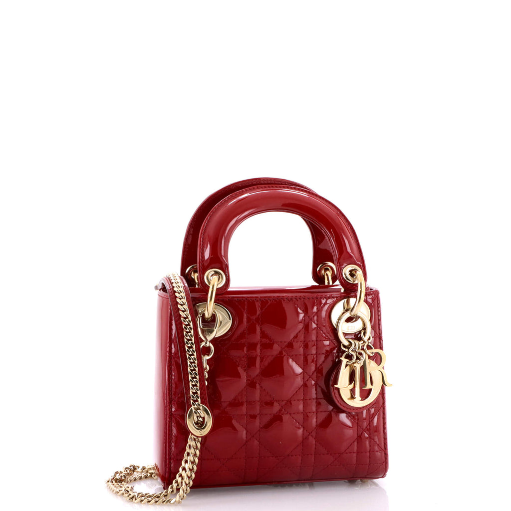 Lady Dior Chain Bag Cannage Quilt Patent Mini