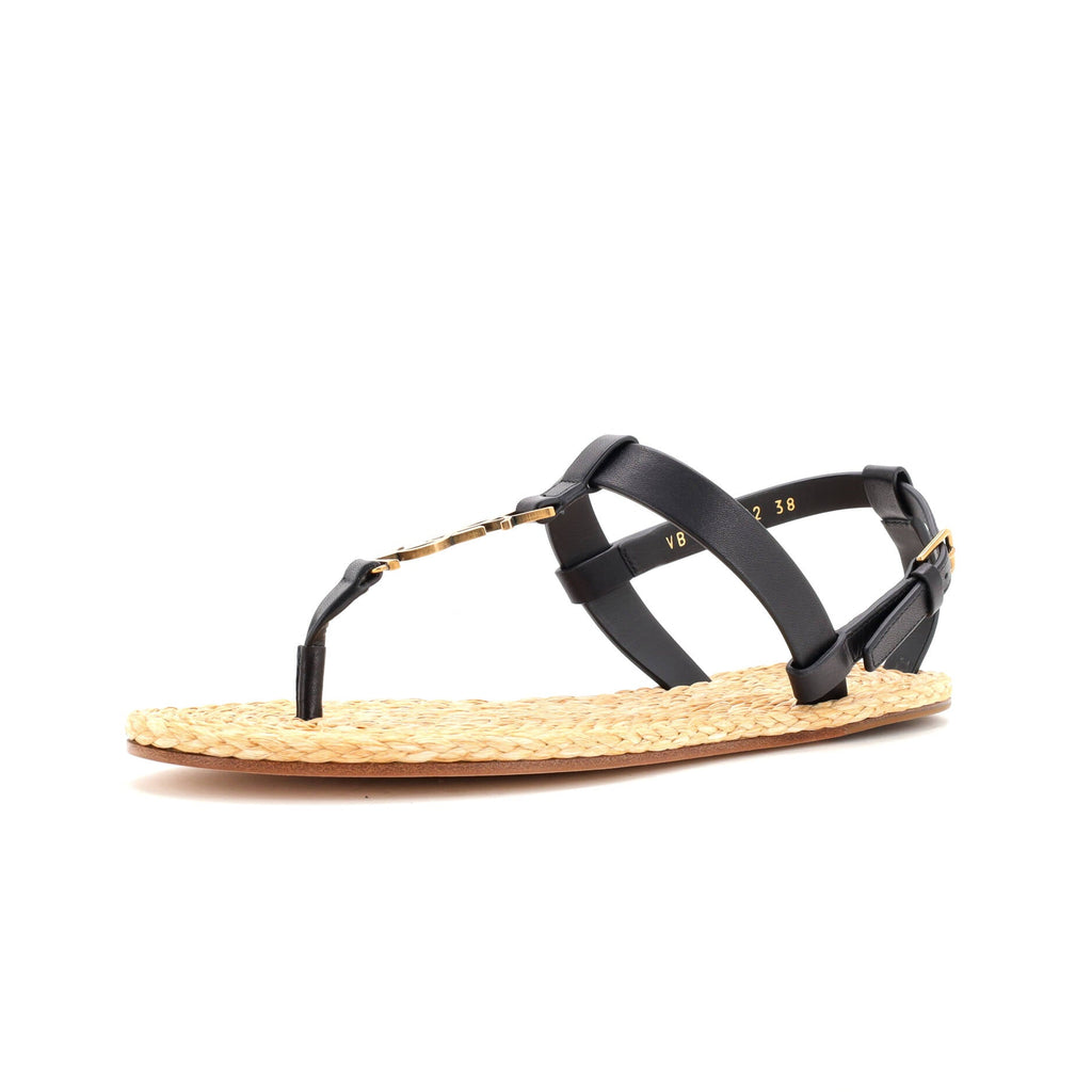 Women's Monogram Thong Sandals Leather and Raffia
