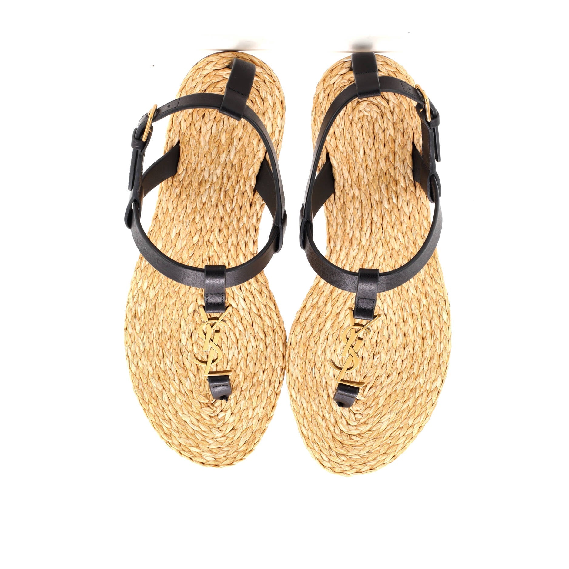 Women's Monogram Thong Sandals Leather and Raffia