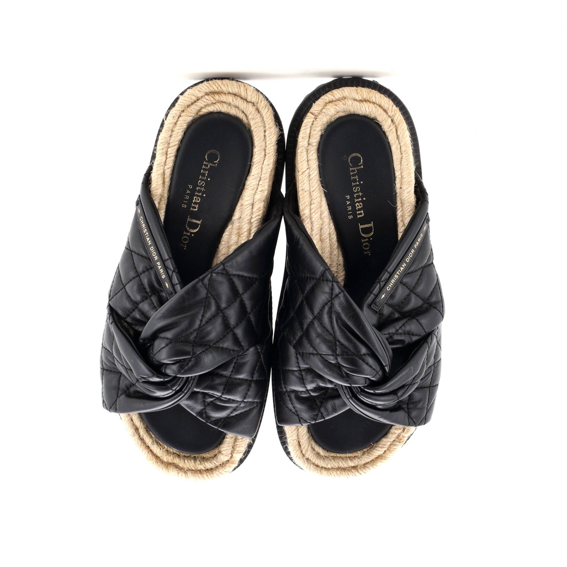 Women's Dtwist Slide Espadrilles Cannage Quilt Leather