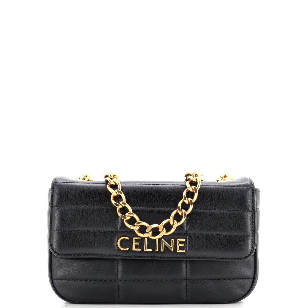 Logo Chain Flap Bag Quilted Goatskin Small