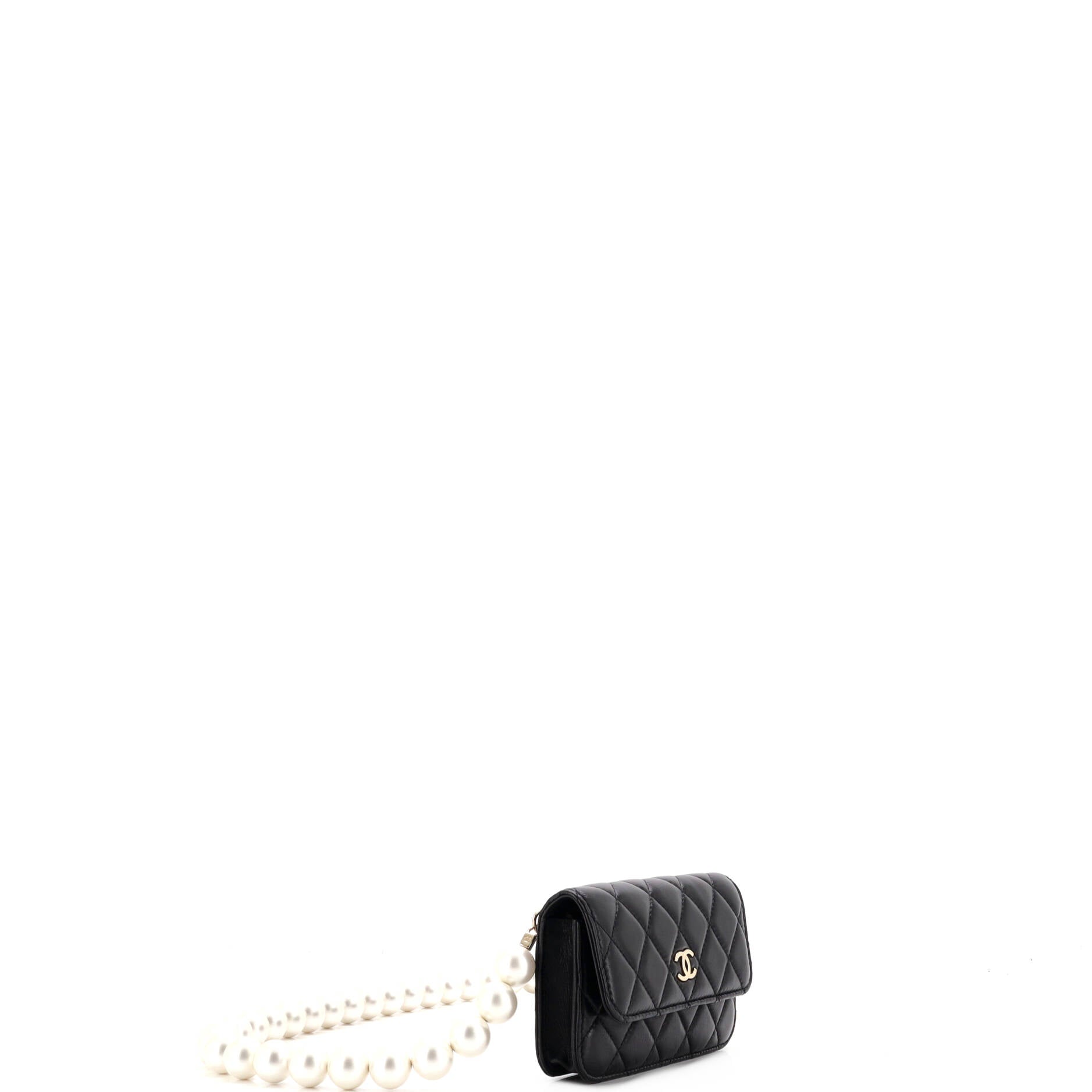Pearl Strap Clutch with Chain Quilted Calfskin