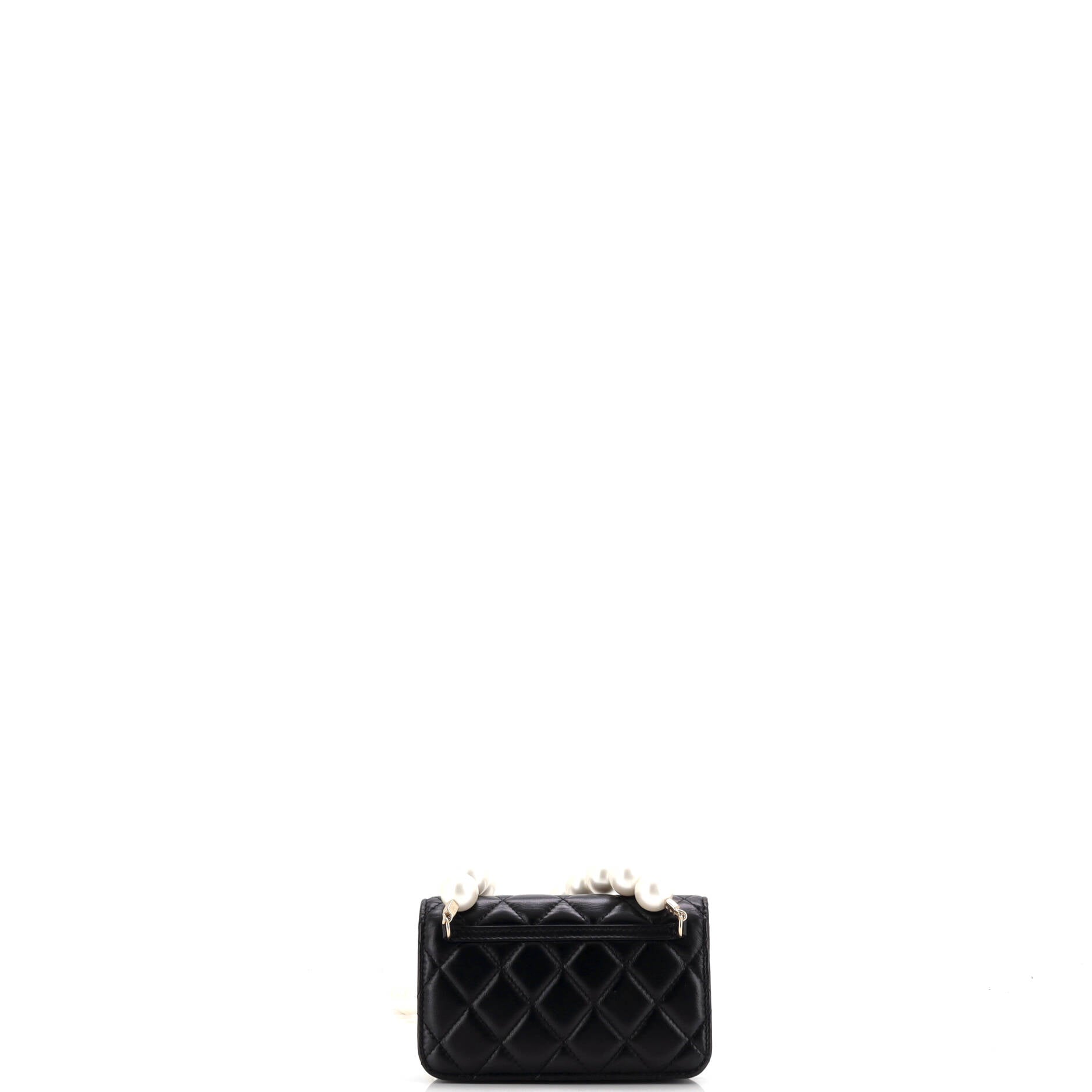 Pearl Strap Clutch with Chain Quilted Calfskin