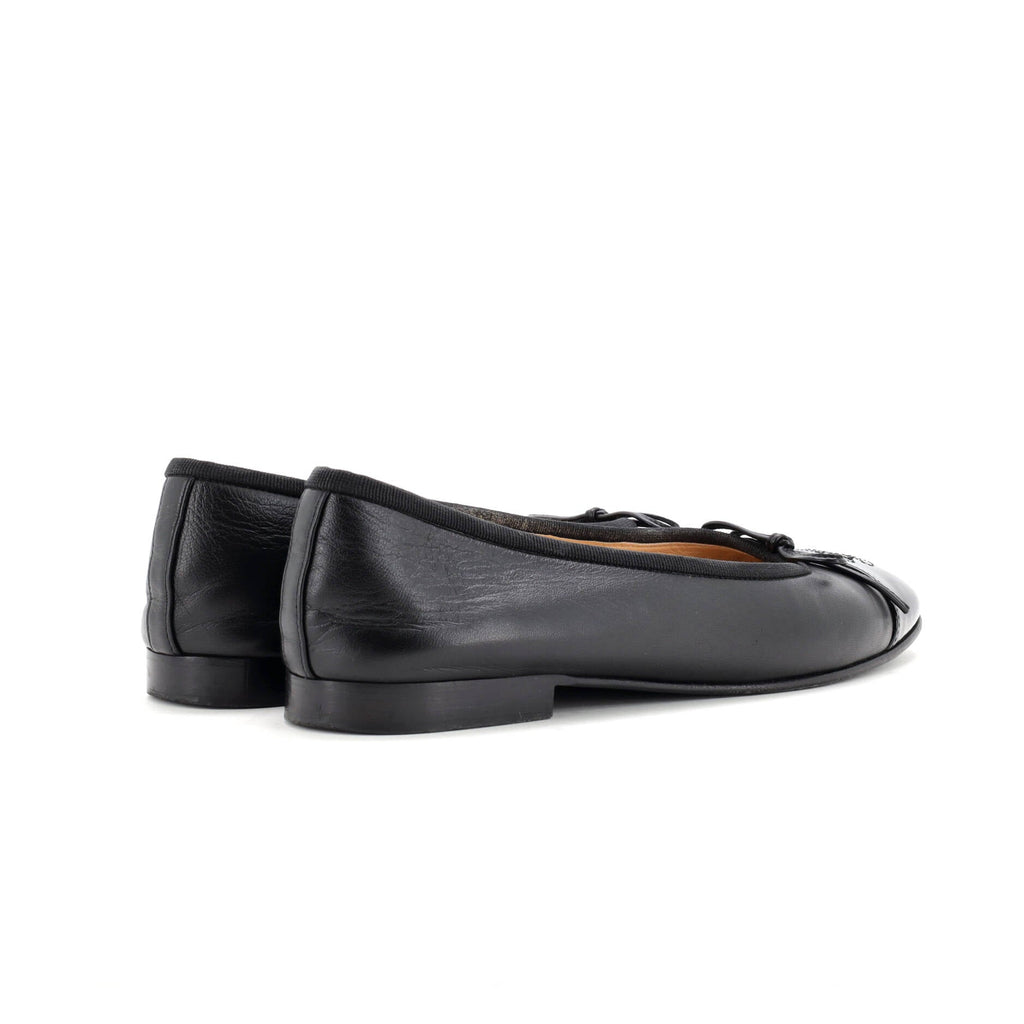 Women's CC Cap Toe Bow Ballerina Flats Leather and Patent