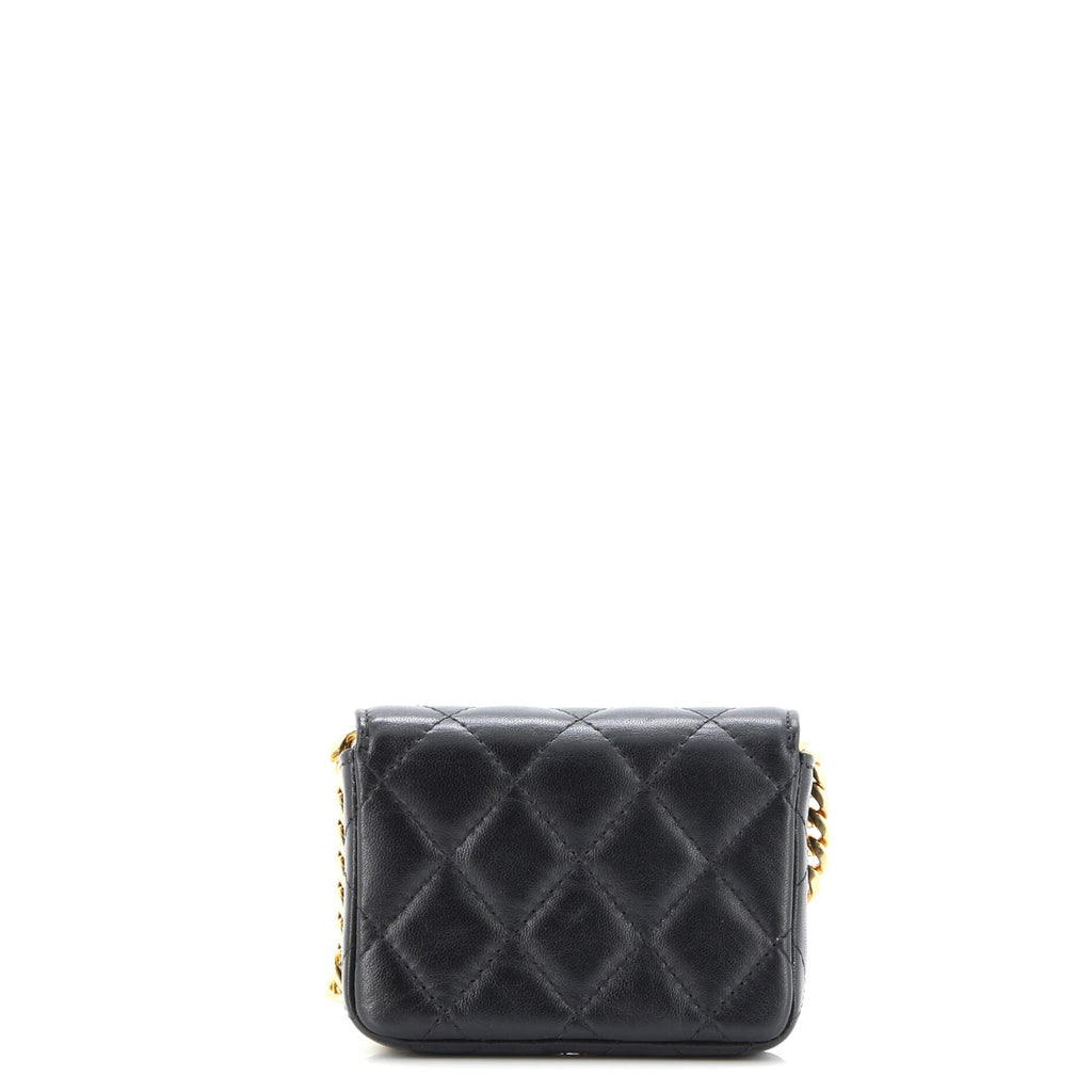 CC Flap Resin Pearl Chain Belt Bag Quilted Lambskin Mini