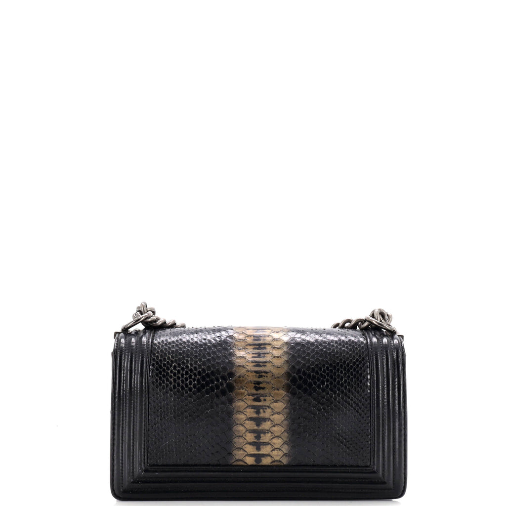 Boy Flap Bag Python and Patent Old Medium