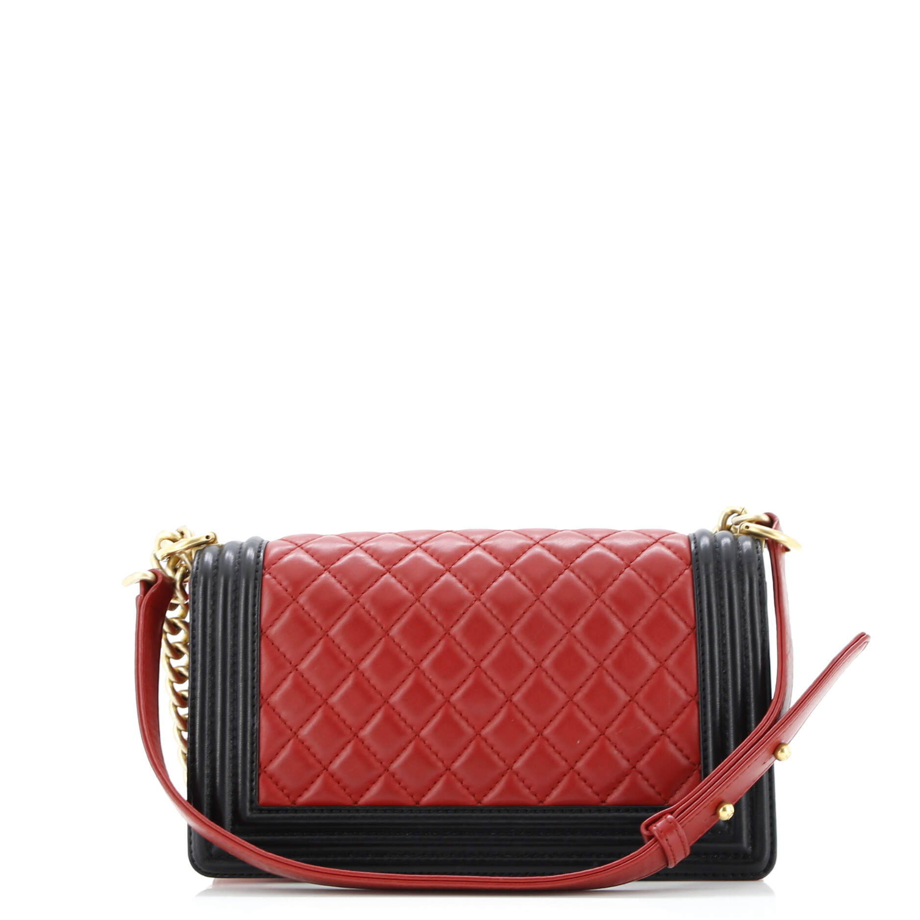 Bicolor Boy Flap Bag Quilted Lambskin Old Medium
