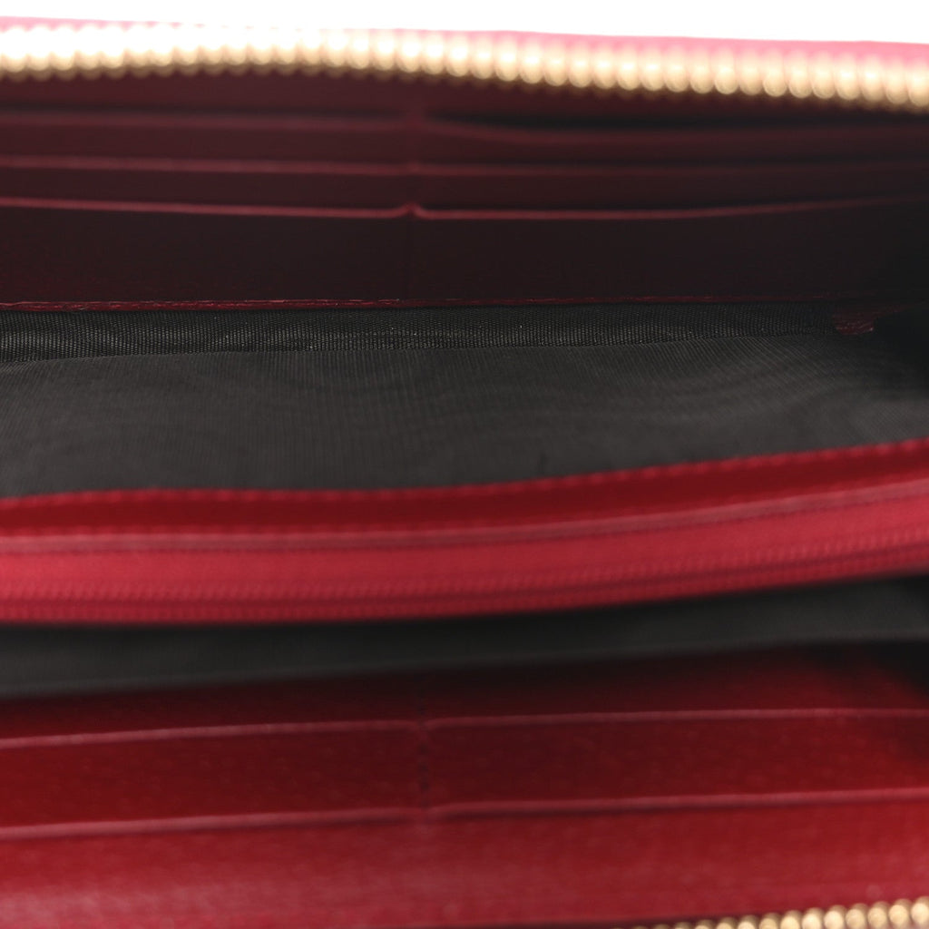 GG Supreme Monogram Tian Zip Around Wallet Beige Multicolor Red