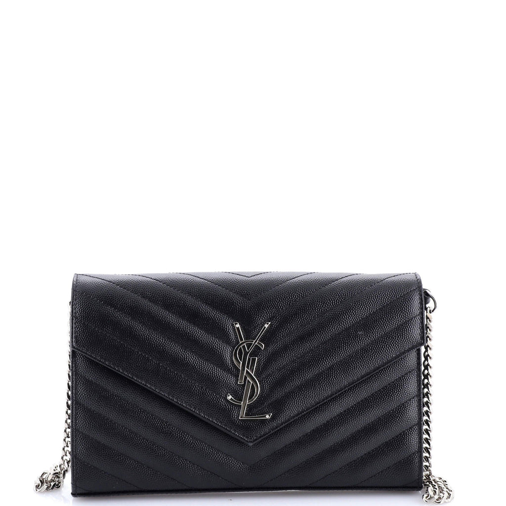 Classic Monogram Wallet on Chain Matelasse Chevron Leather Medium
