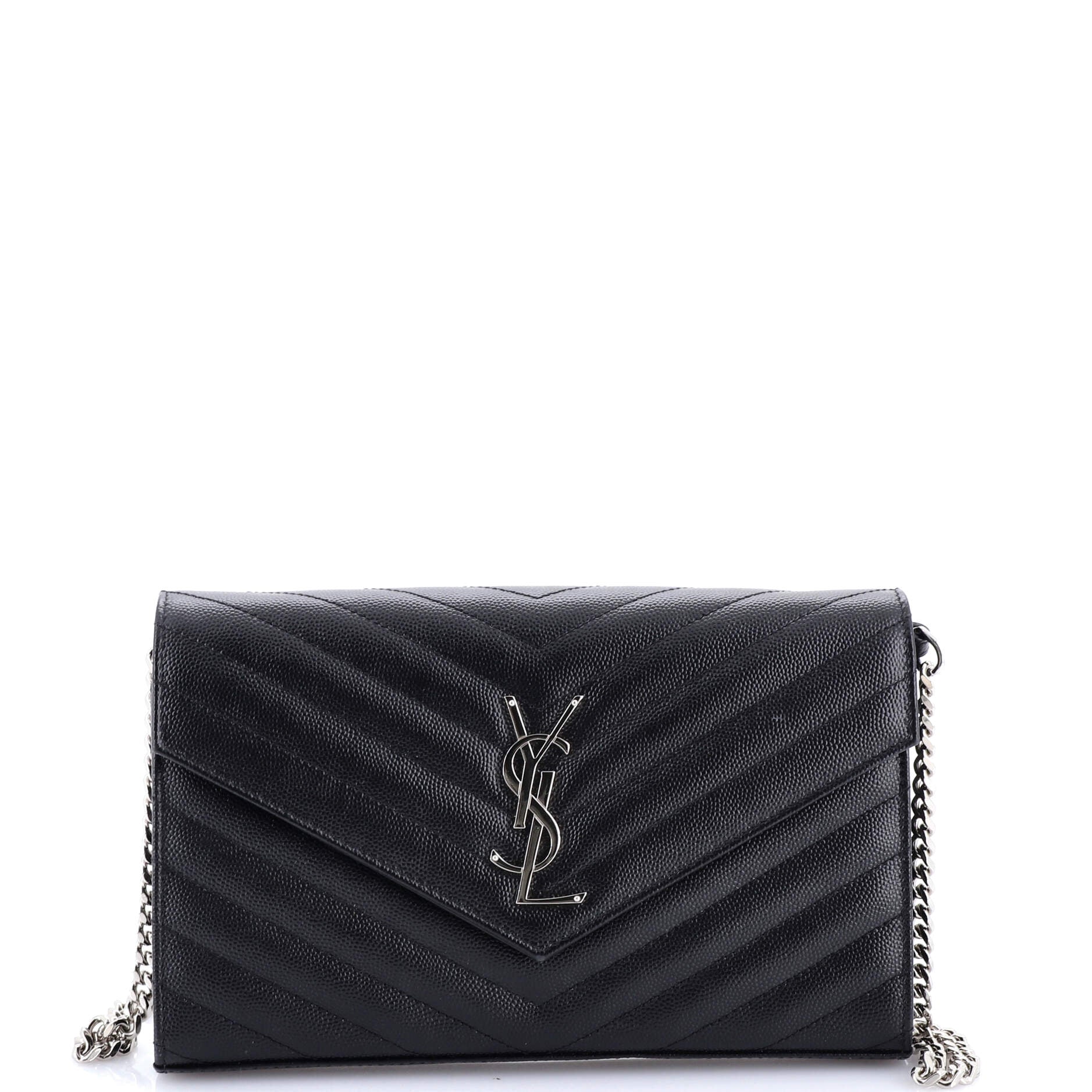 Classic Monogram Wallet on Chain Matelasse Chevron Leather Medium