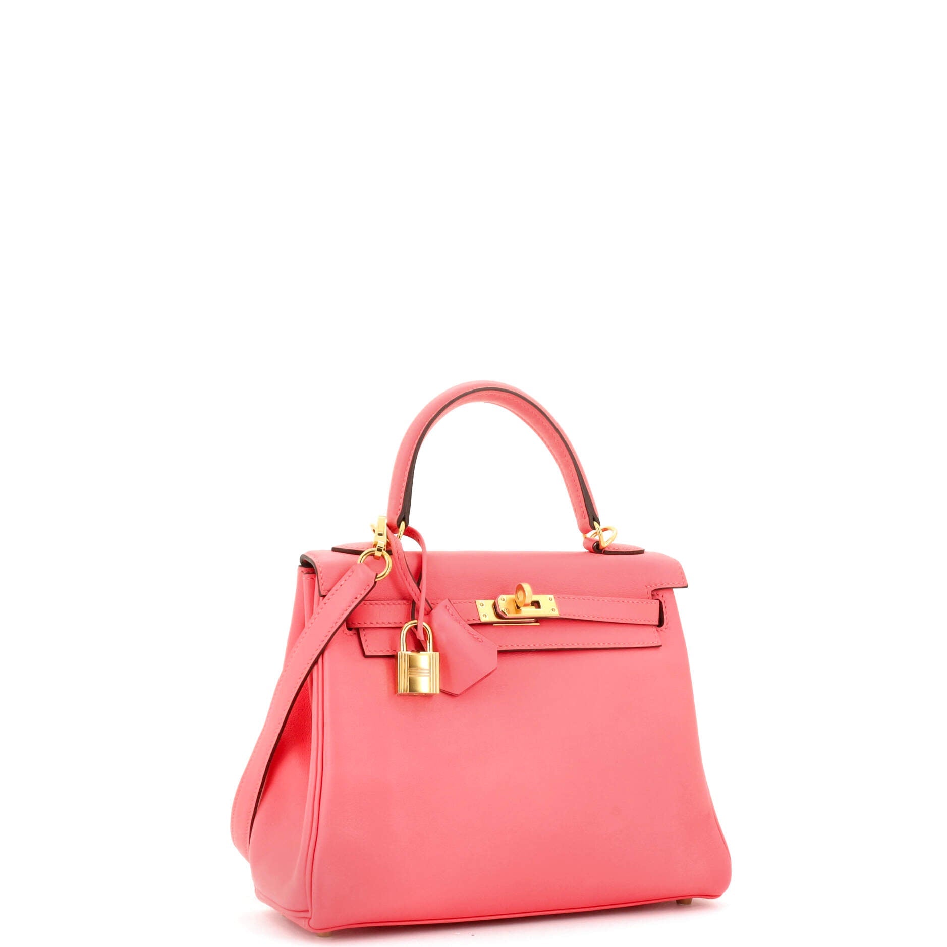 Kelly Handbag Rose Azalée Swift with Gold Hardware 25