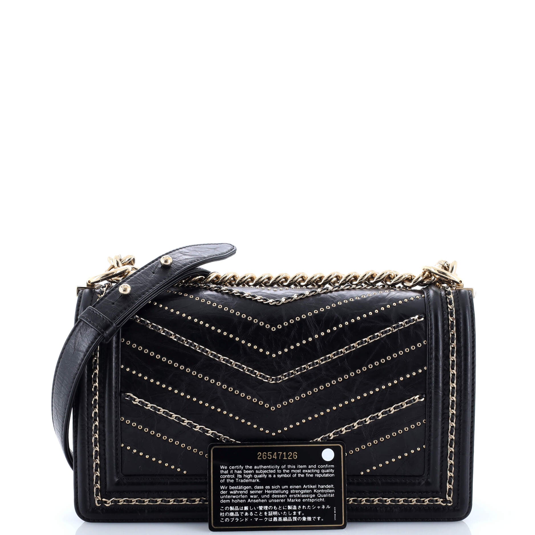 Boy Flap Bag Chevron Embellished Crumpled Calfskin Old Medium