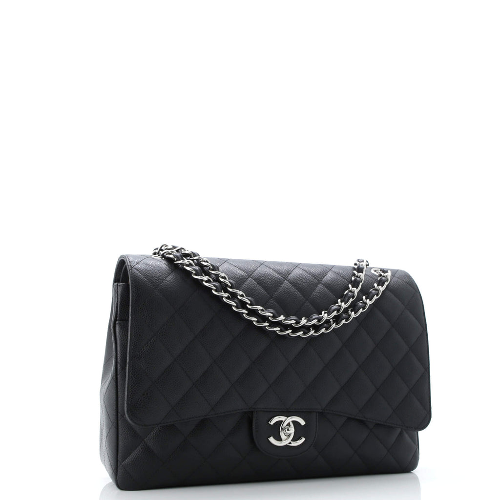 Classic Double Flap Bag Quilted Caviar Maxi