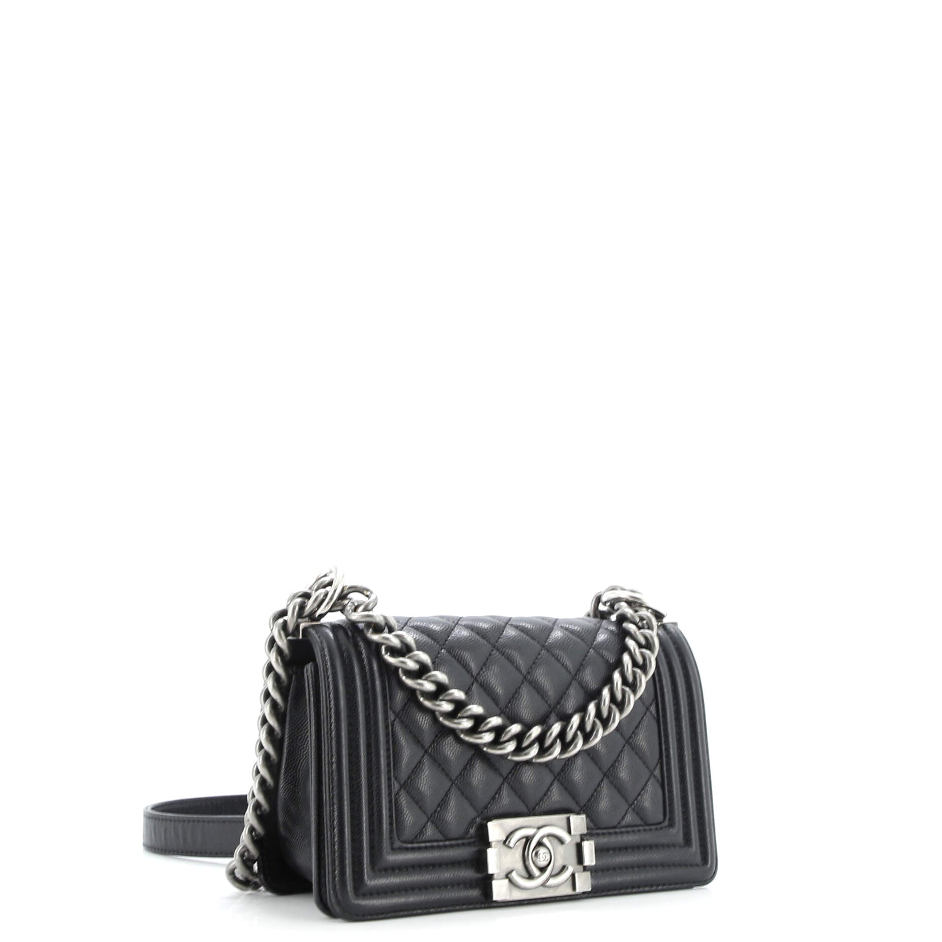 Boy Flap Bag Quilted Caviar Small