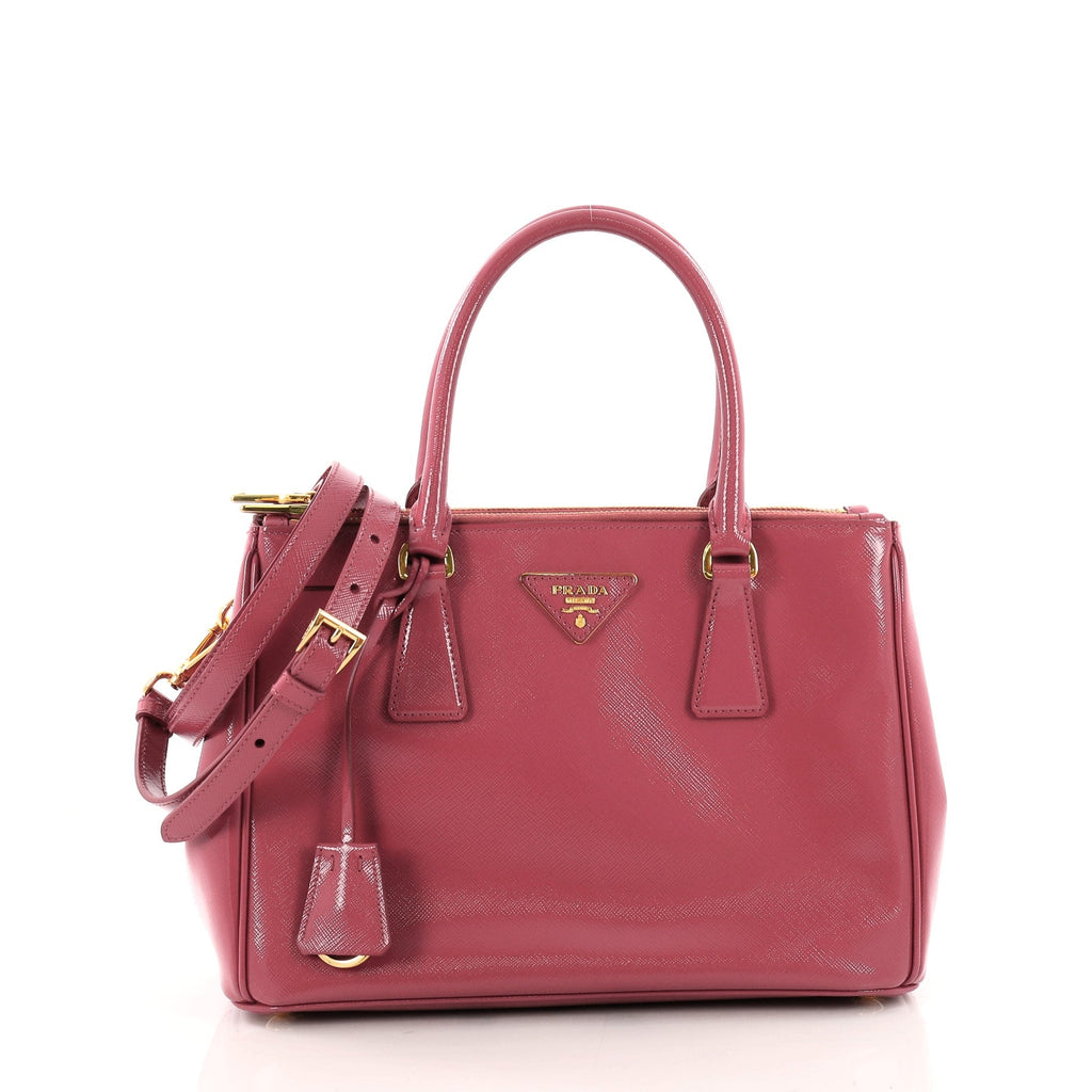 Double Zip Lux Tote Vernice Saffiano Leather Mini