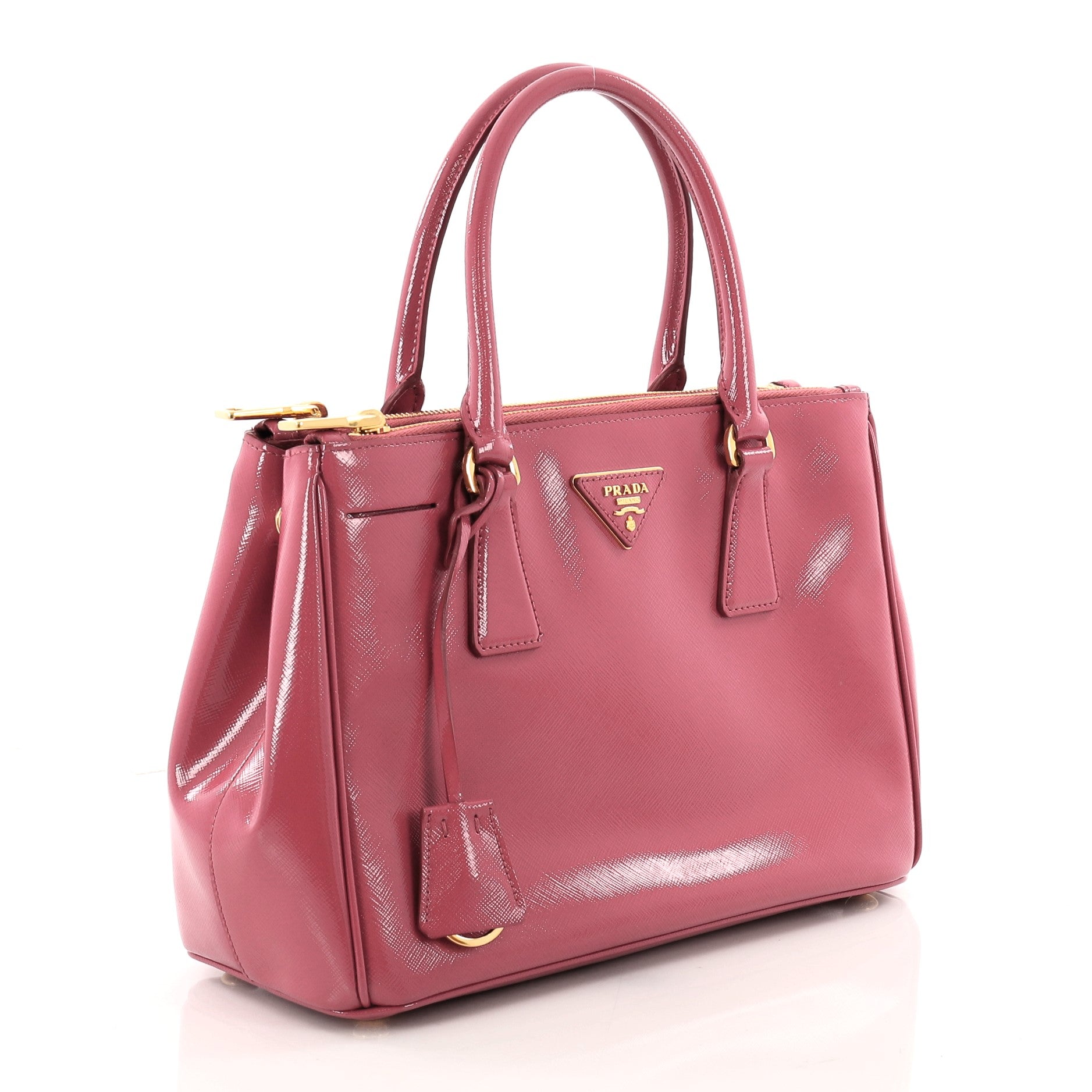 Double Zip Lux Tote Vernice Saffiano Leather Mini