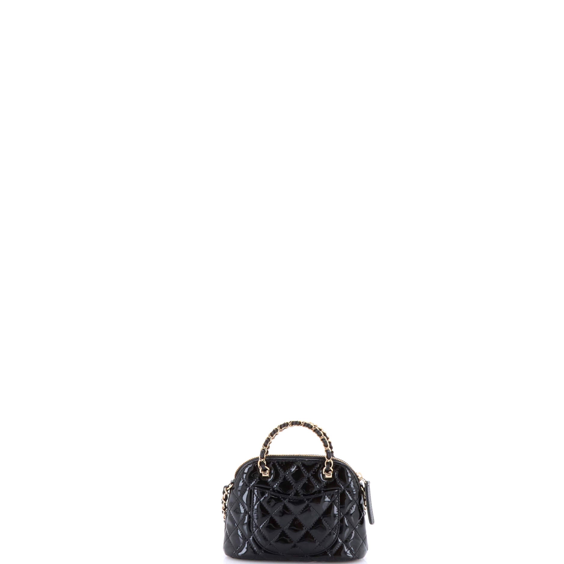 CC Dome Zip Crossbody Bag Quilted Patent Mini