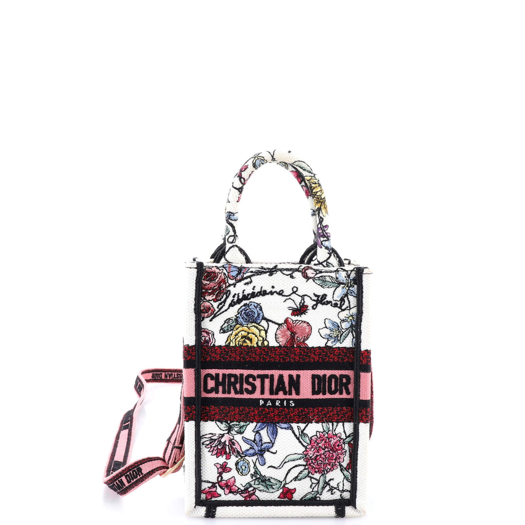 Book Tote Phone Bag Embroidered Canvas Mini