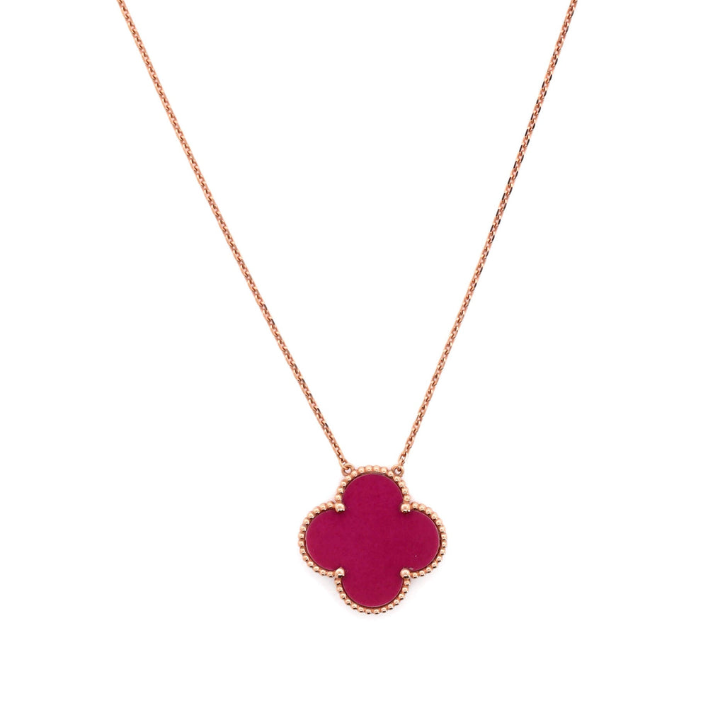 Magic Alhambra Pendant Necklace 18K Rose Gold and Pink Sevres Porcelain