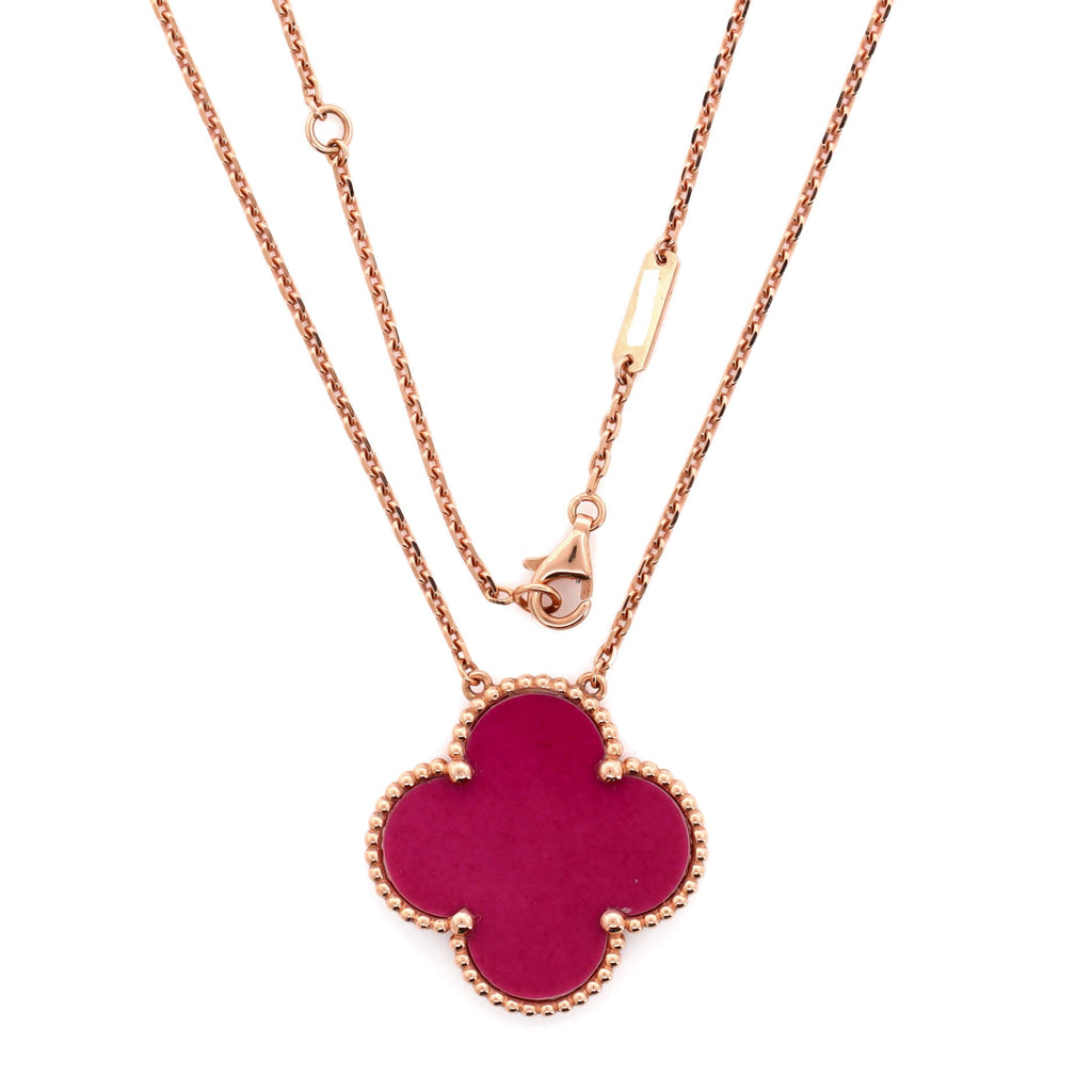 Magic Alhambra Pendant Necklace 18K Rose Gold and Pink Sevres Porcelain