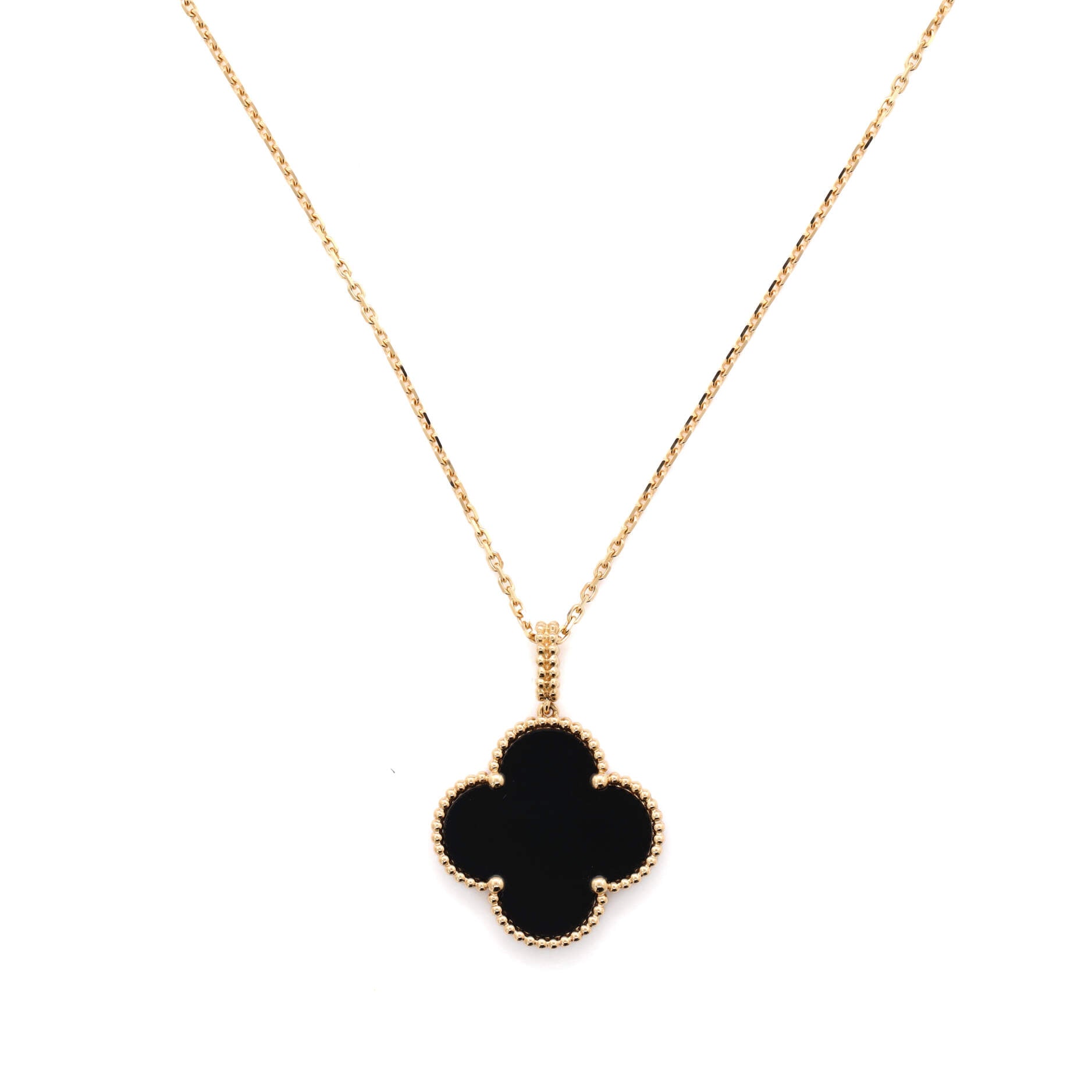 Magic Alhambra Pendant Necklace 18K Yellow Gold and Onyx