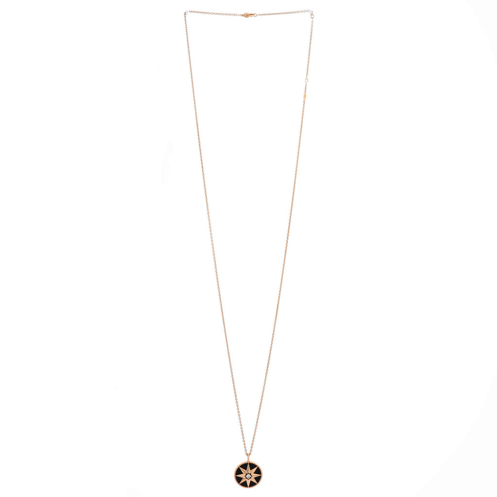 Rose des Vents Pendant Necklace 18K Rose Gold with Diamond and Onyx