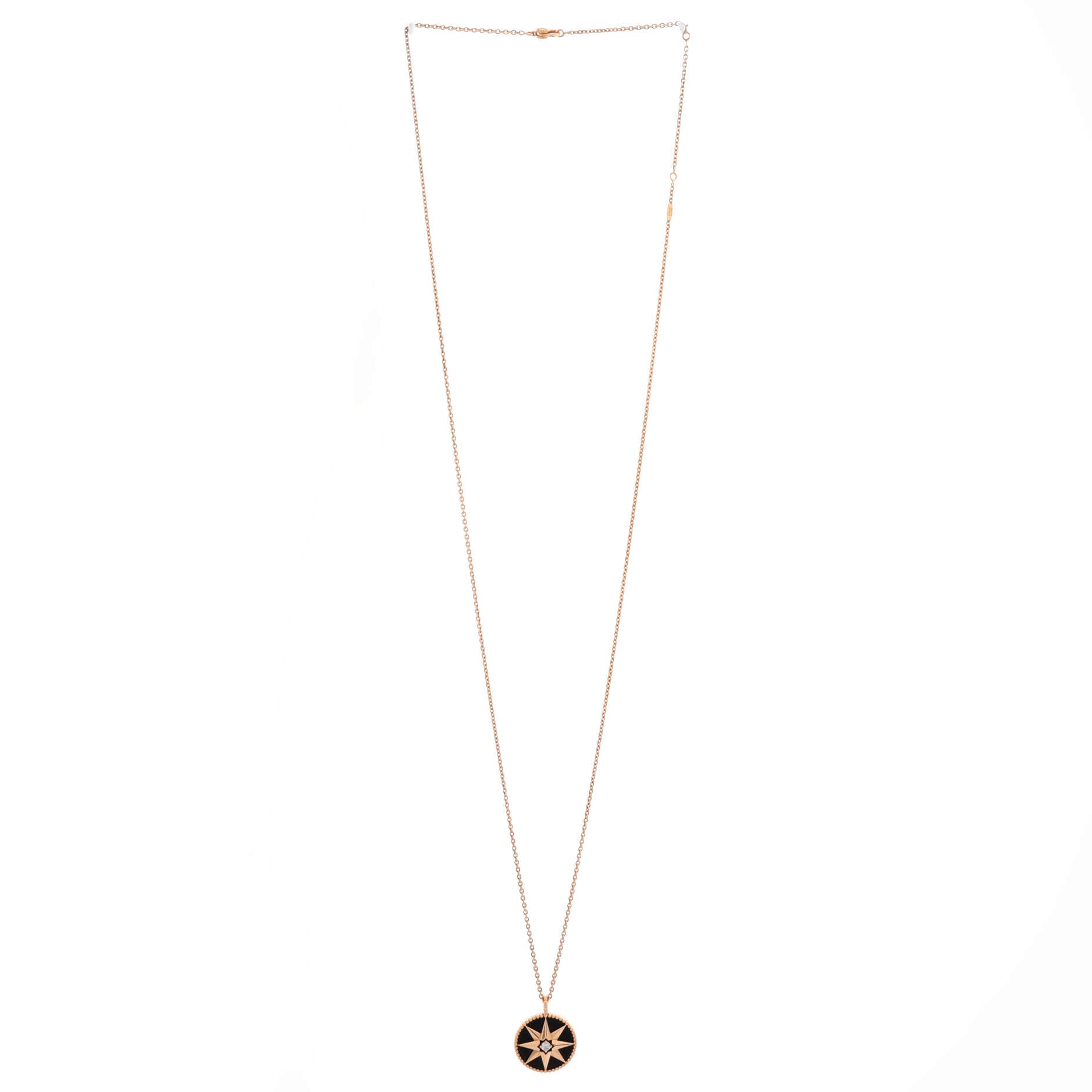 Rose des Vents Pendant Necklace 18K Rose Gold with Diamond and Onyx