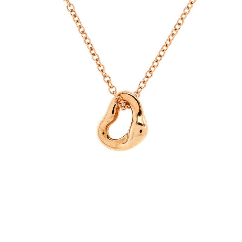 Elsa Peretti Open Heart Pendant Necklace 18K Rose Gold 7mm