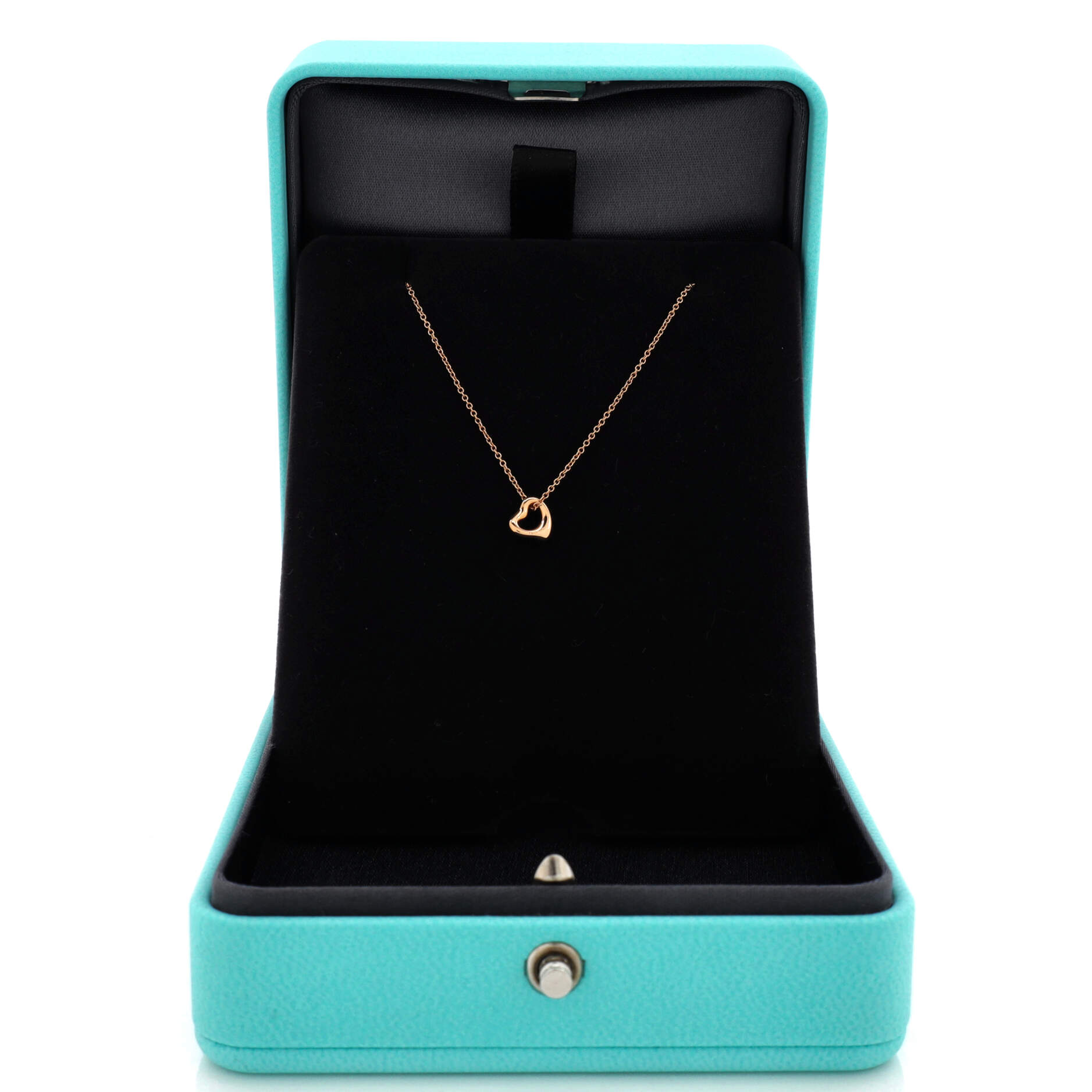 Elsa Peretti Open Heart Pendant Necklace 18K Rose Gold 7mm