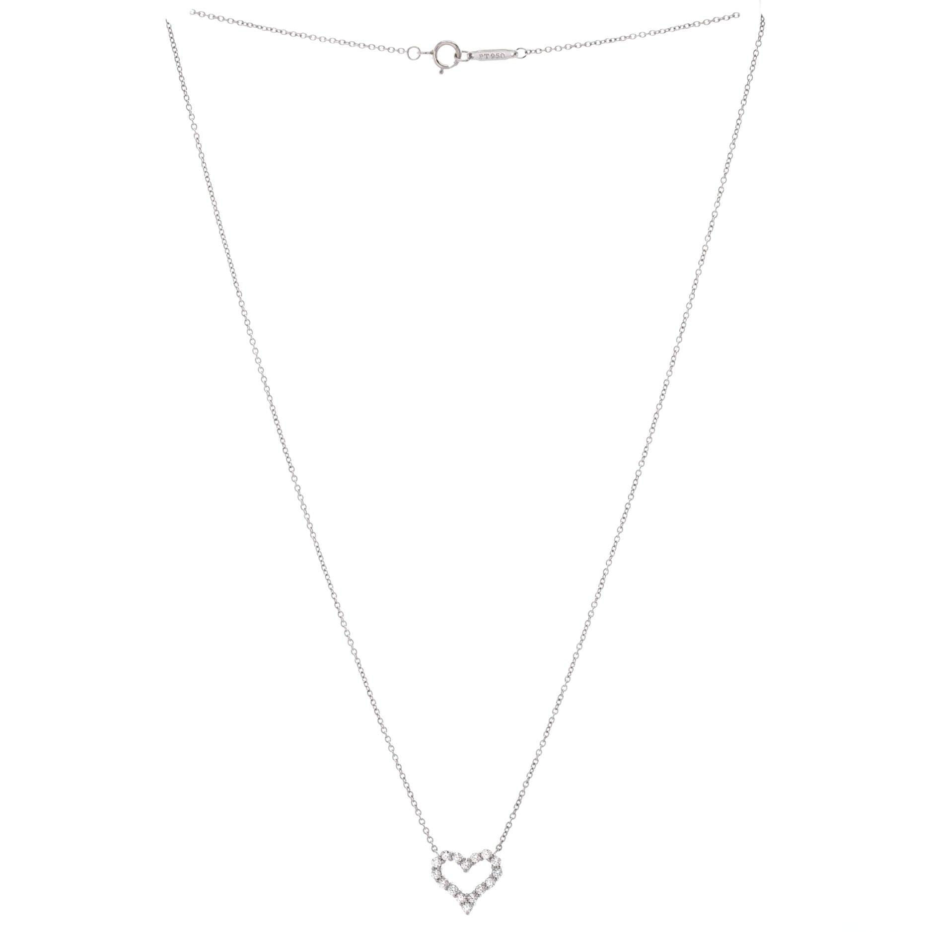 Heart Pendant Necklace Platinum with Diamonds Mini