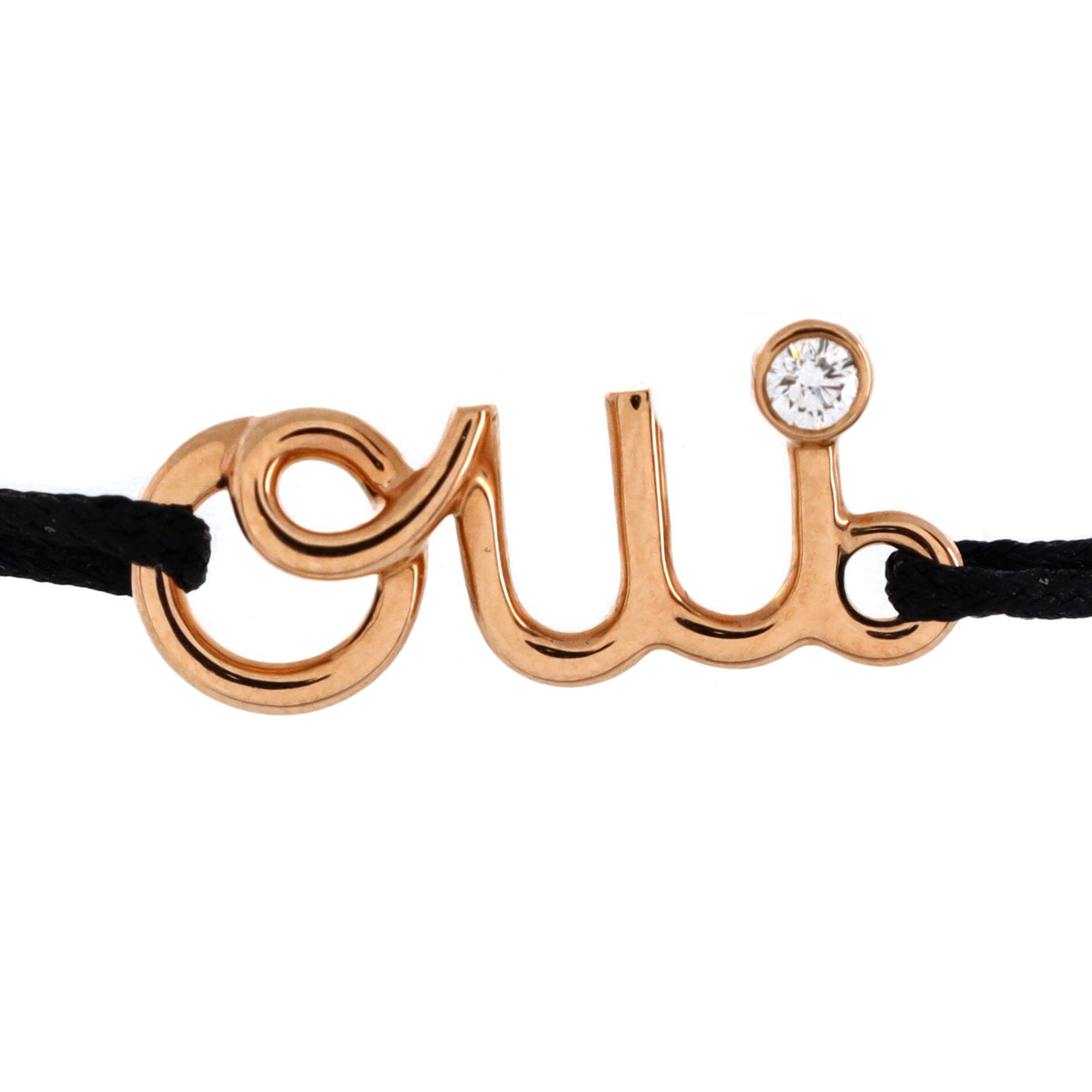 Dioramour Oui Bracelet Silk Cord with 18K Rose Gold with Diamond