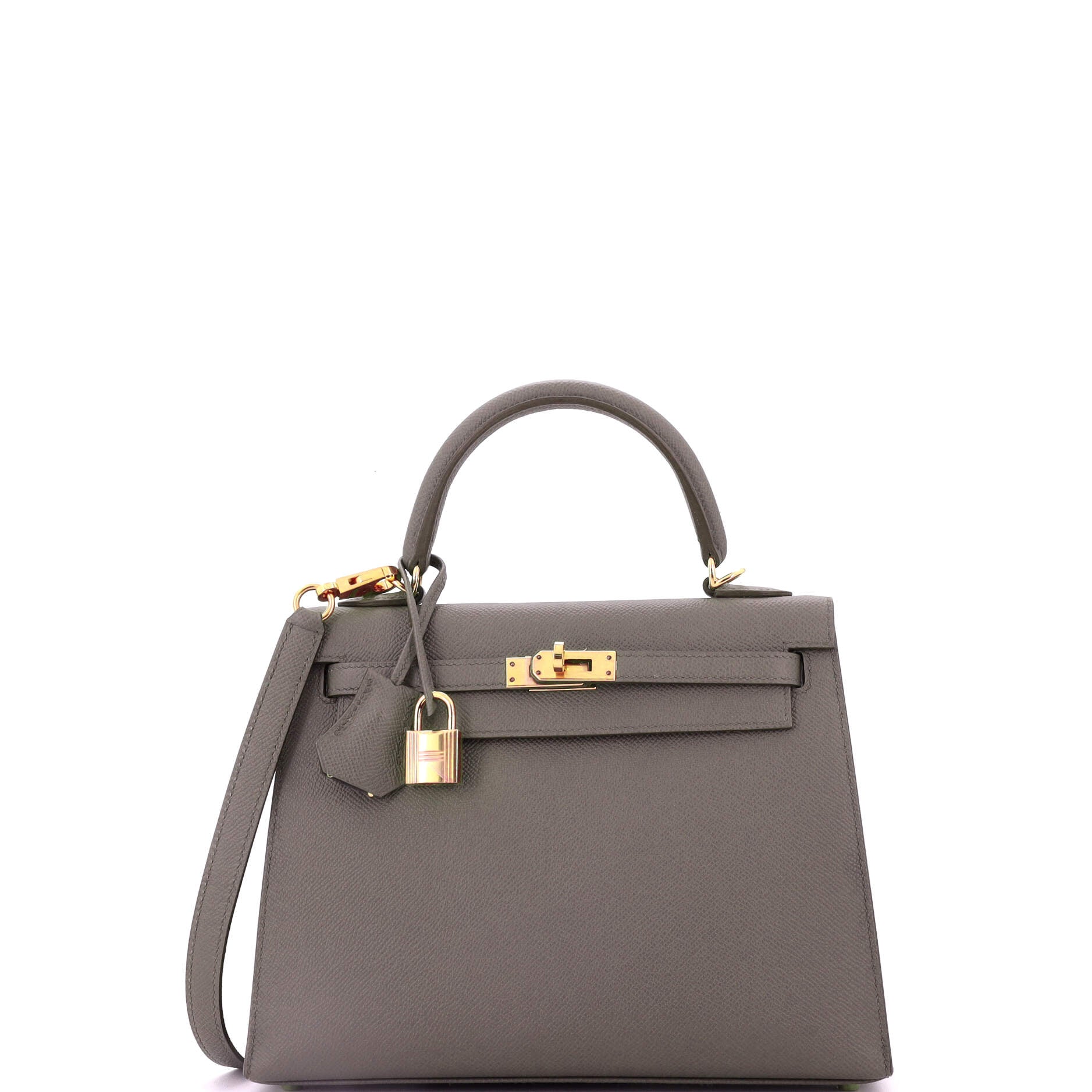 Kelly Handbag Grey Epsom with Gold Hardware 25