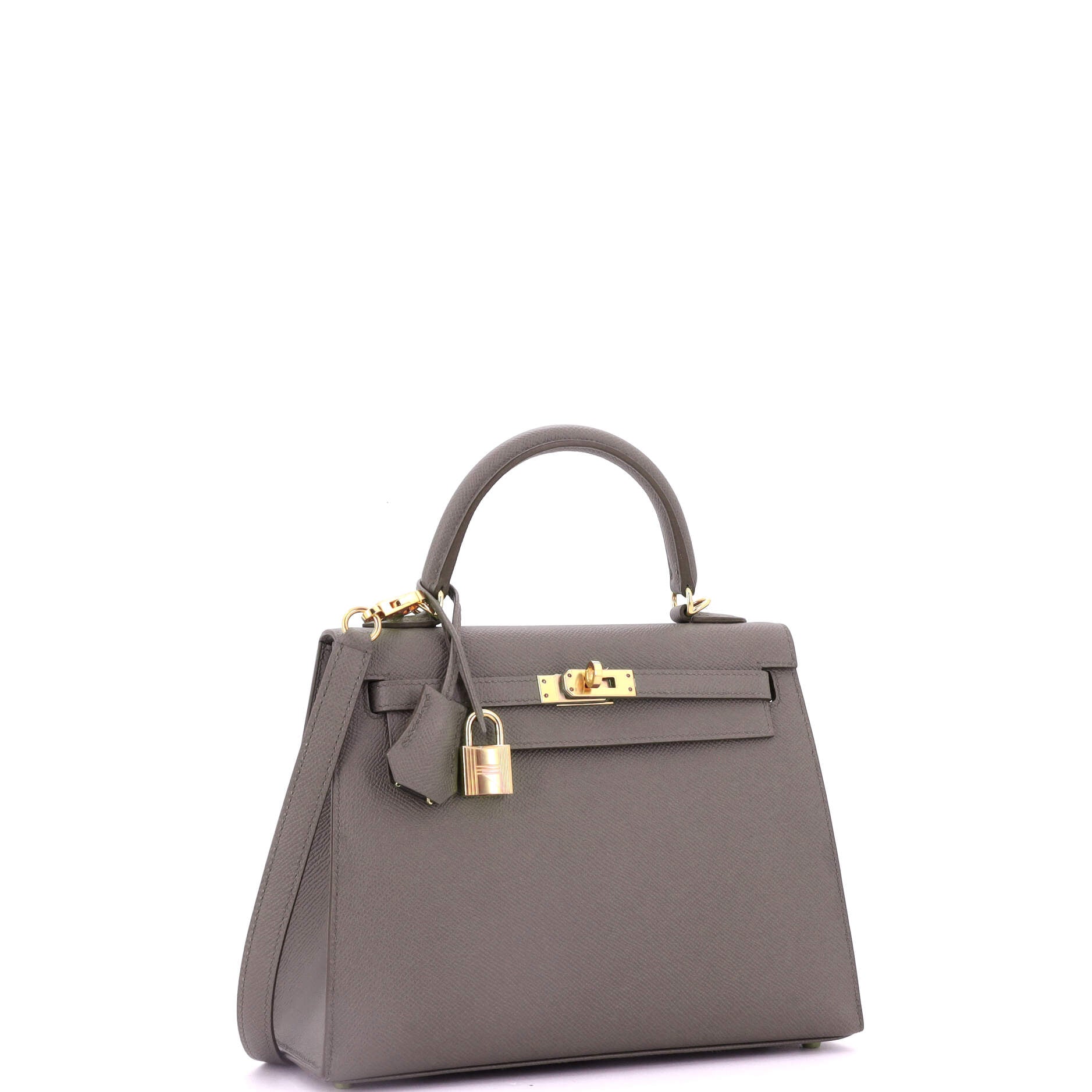 Kelly Handbag Grey Epsom with Gold Hardware 25
