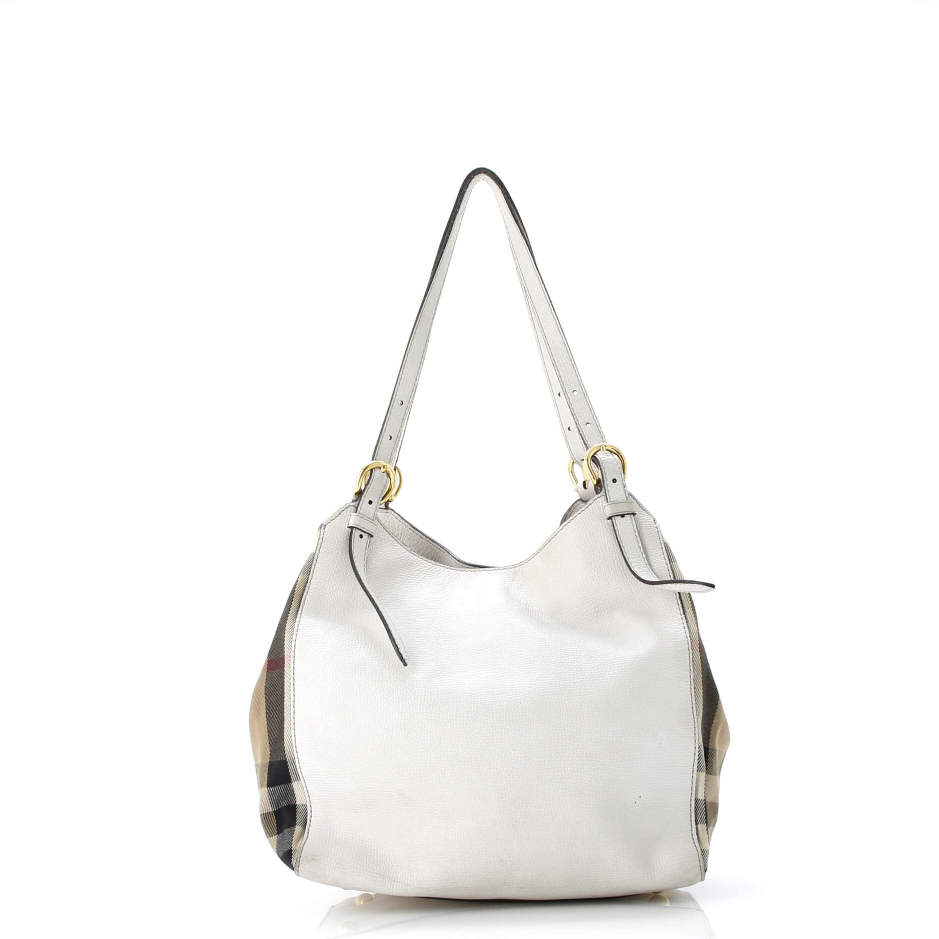 Canterbury Tote Leather and House Check Canvas Small