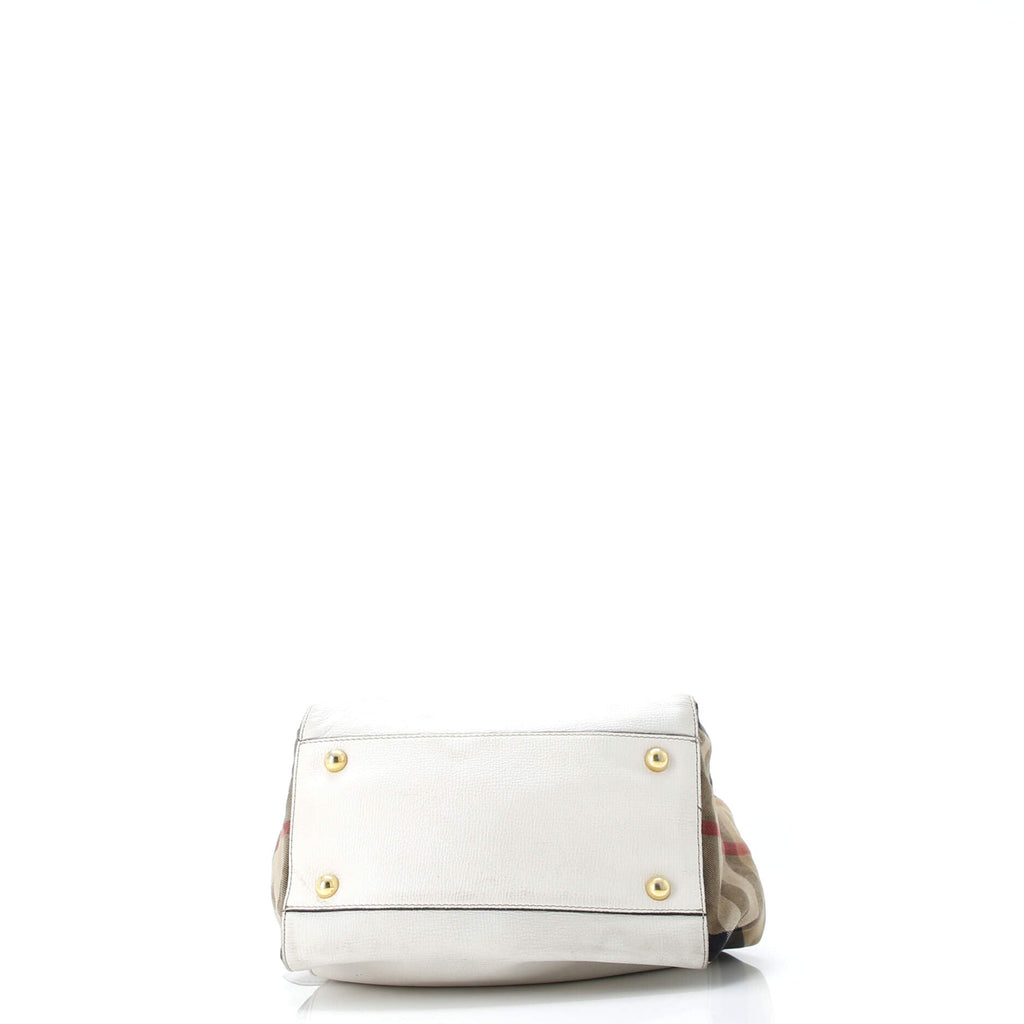 Canterbury Tote Leather and House Check Canvas Small