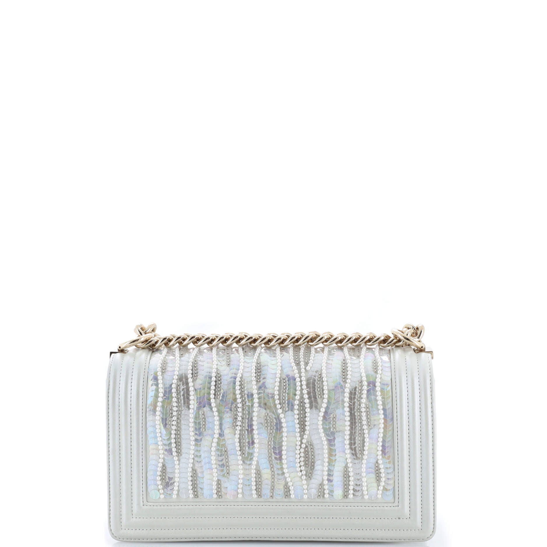 Boy Flap Bag Sequin and Pearl Embellished Leather Old Medium