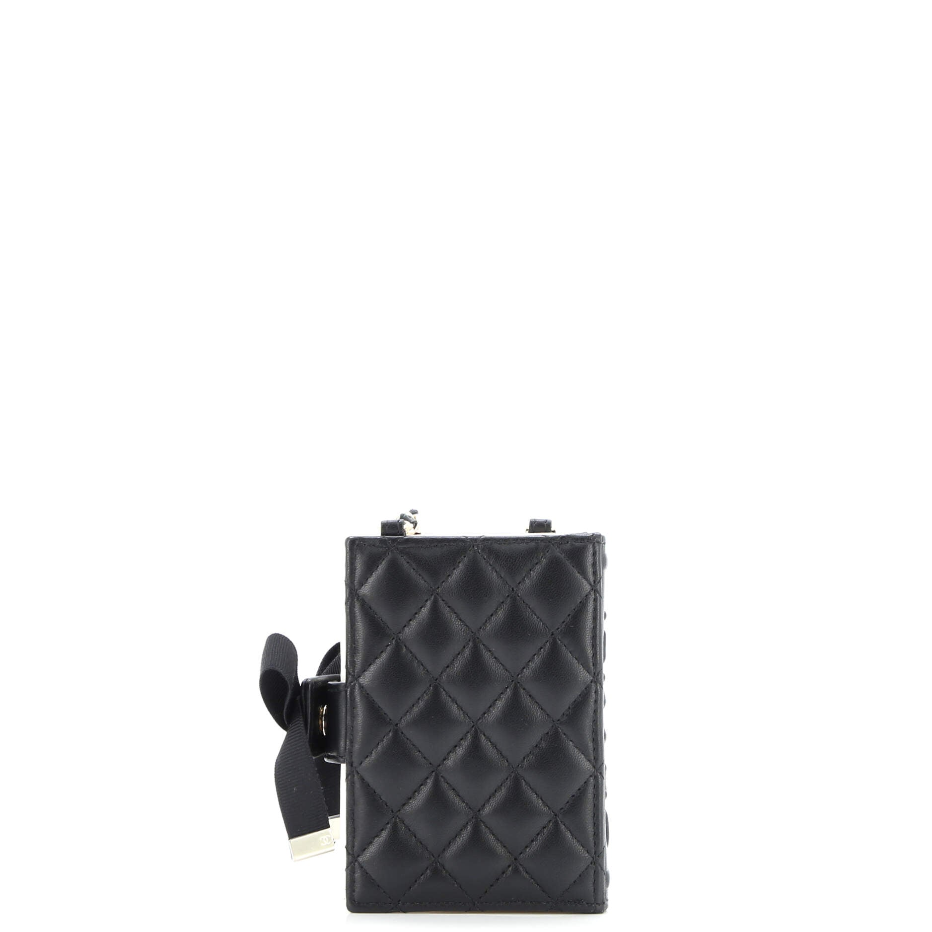 CC Book Card Holder with Chain Quilted Lambskin