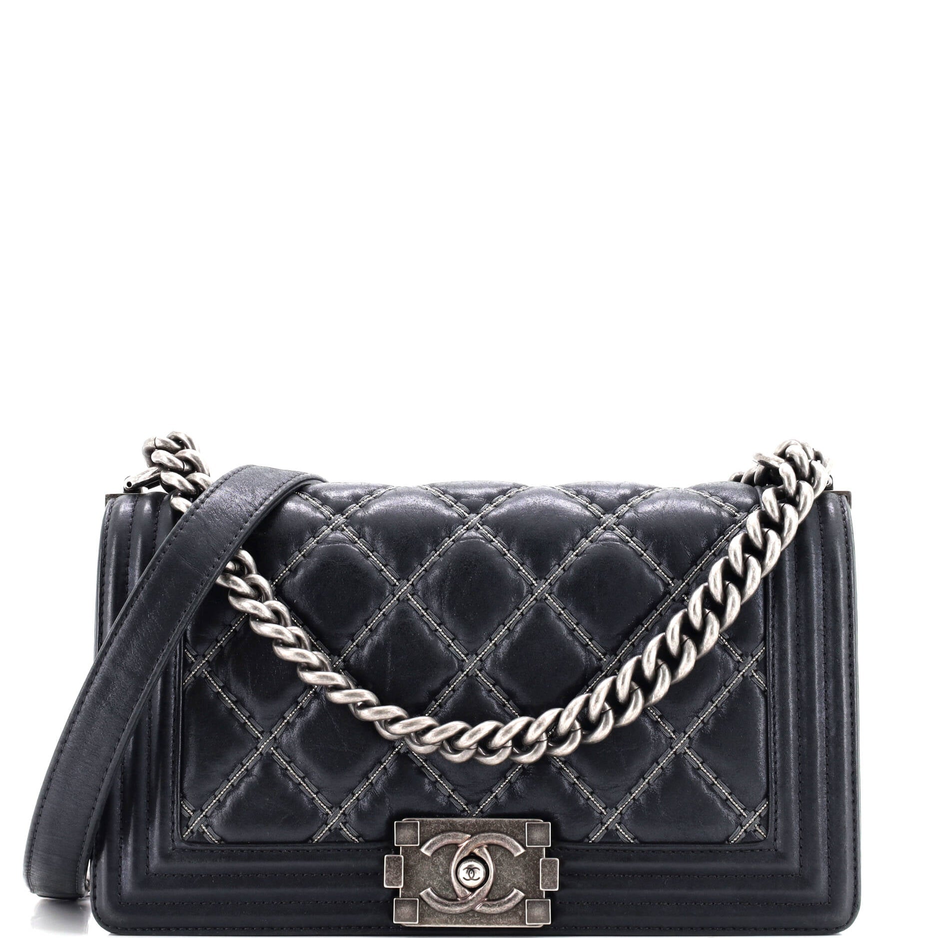 Boy Flap Bag Quilted Calfskin with Micro Chain Detail Old Medium