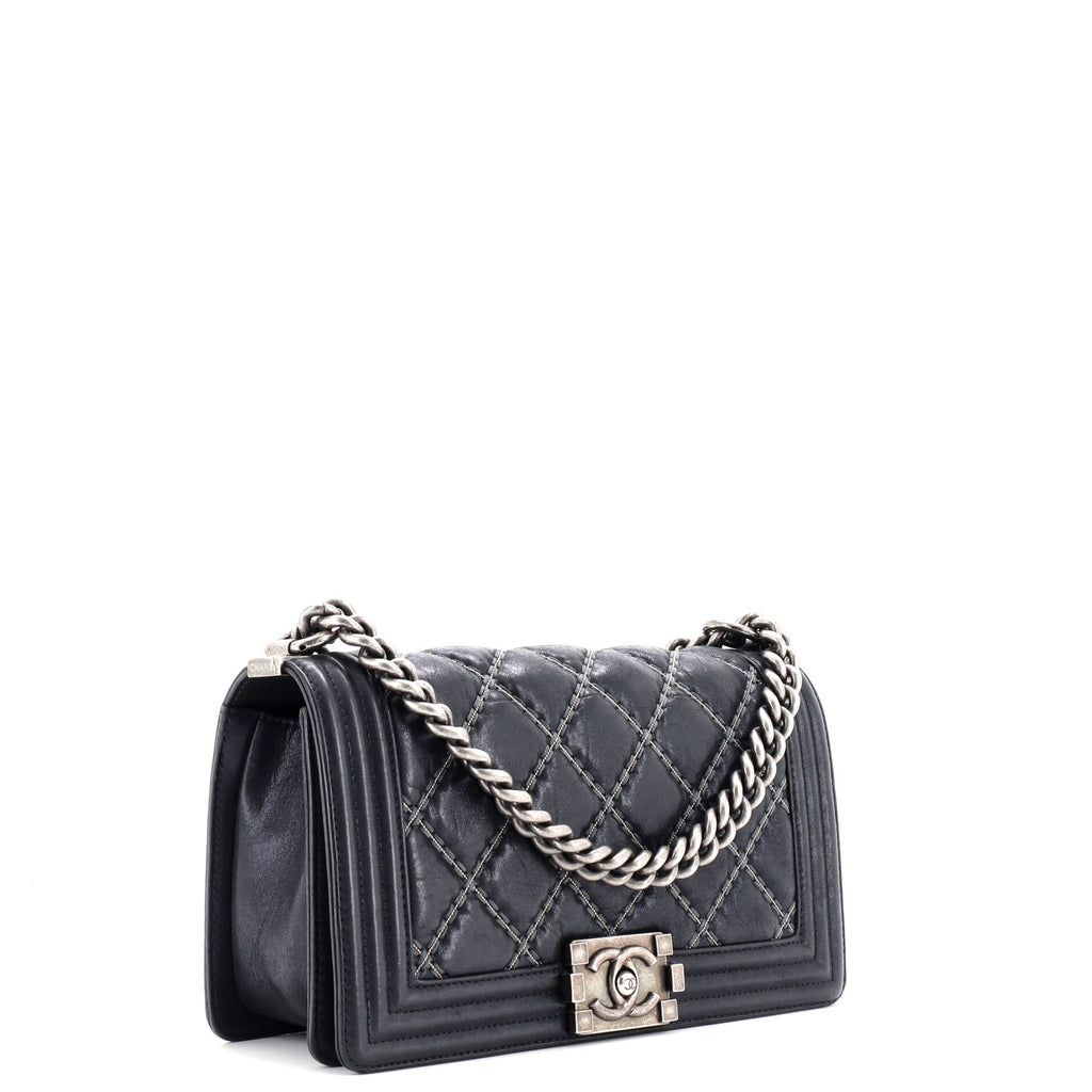 Boy Flap Bag Quilted Calfskin with Micro Chain Detail Old Medium