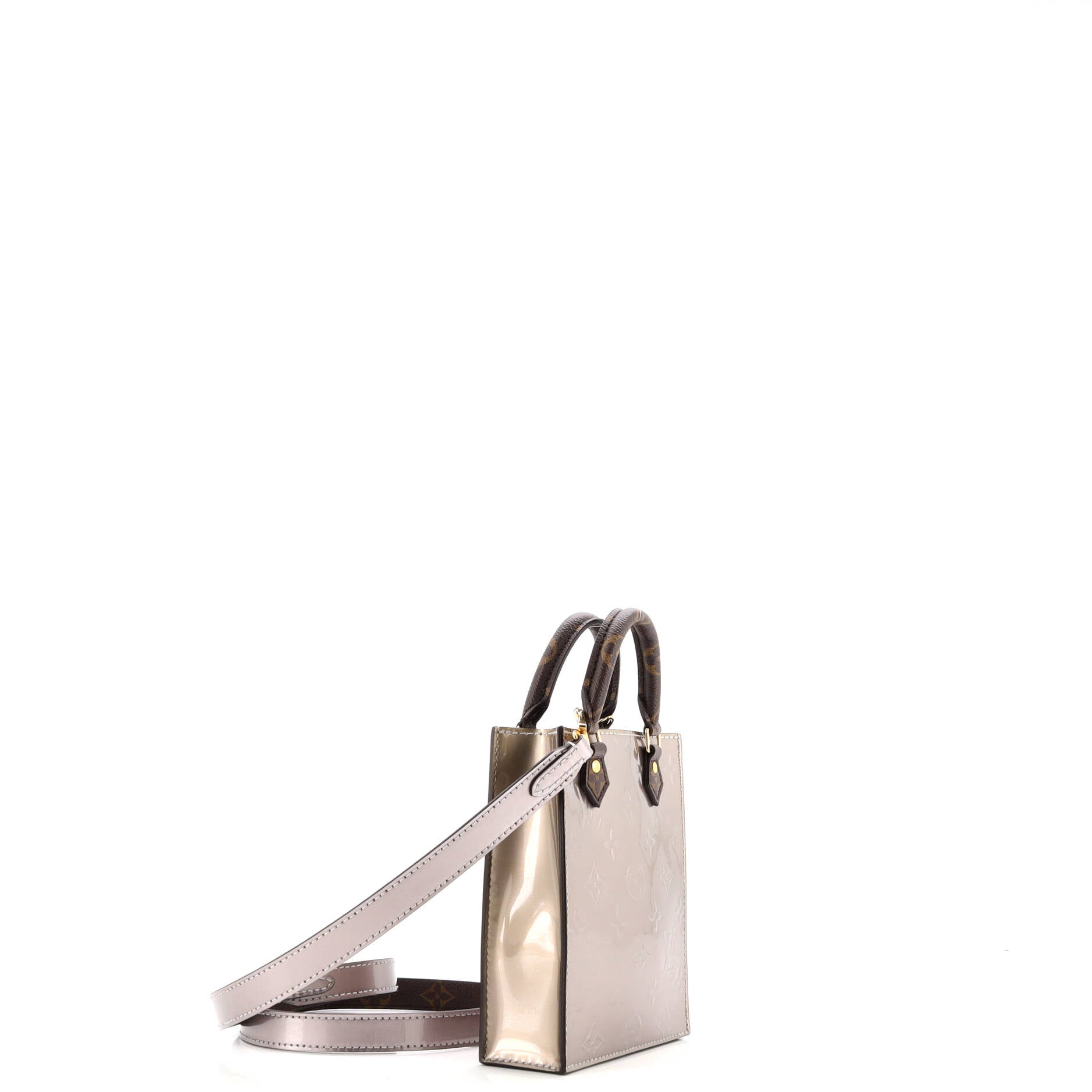 Petit Sac Plat Bag Monogram Vernis with Monogram Canvas