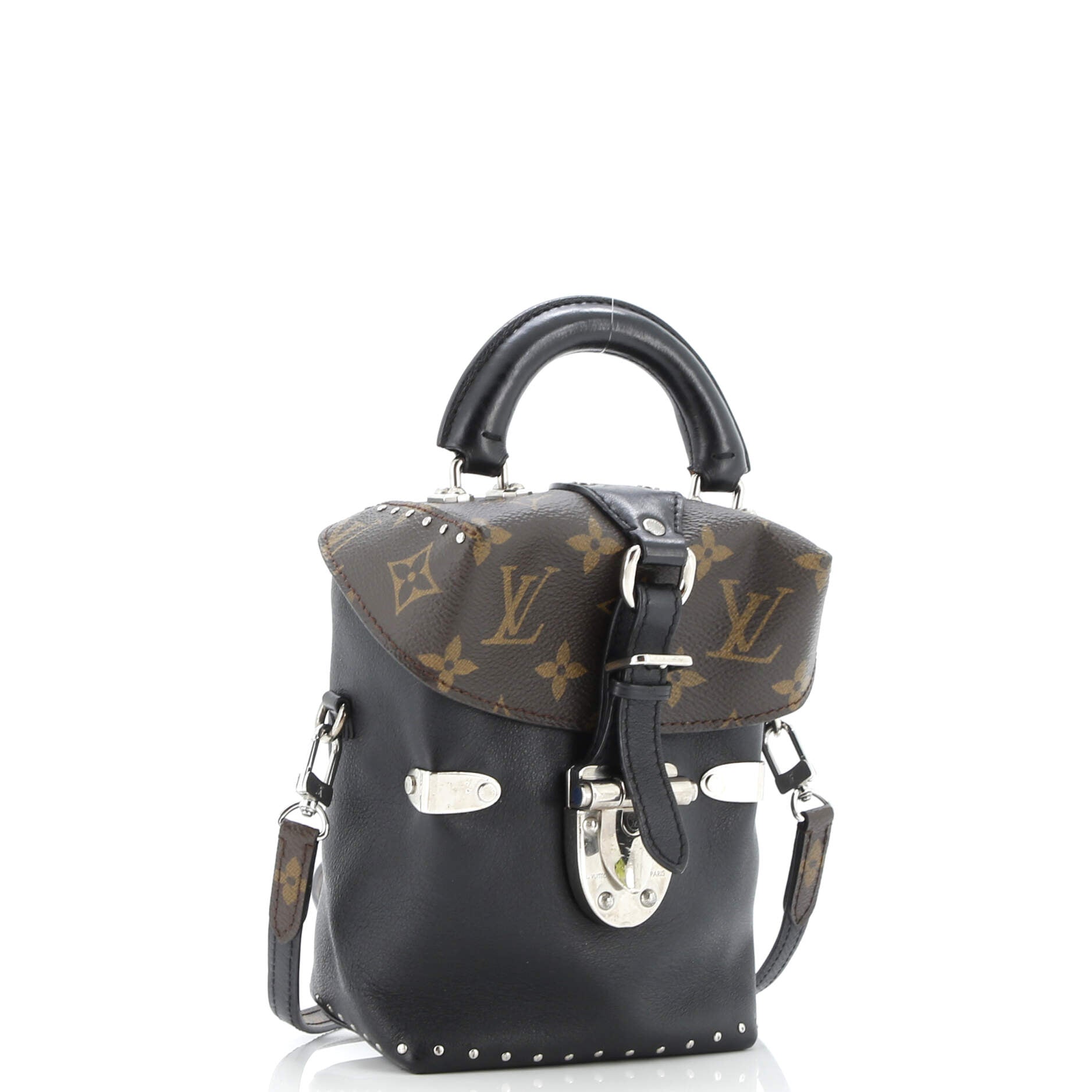 Camera Box Handbag Studded Monogram Canvas and Leather