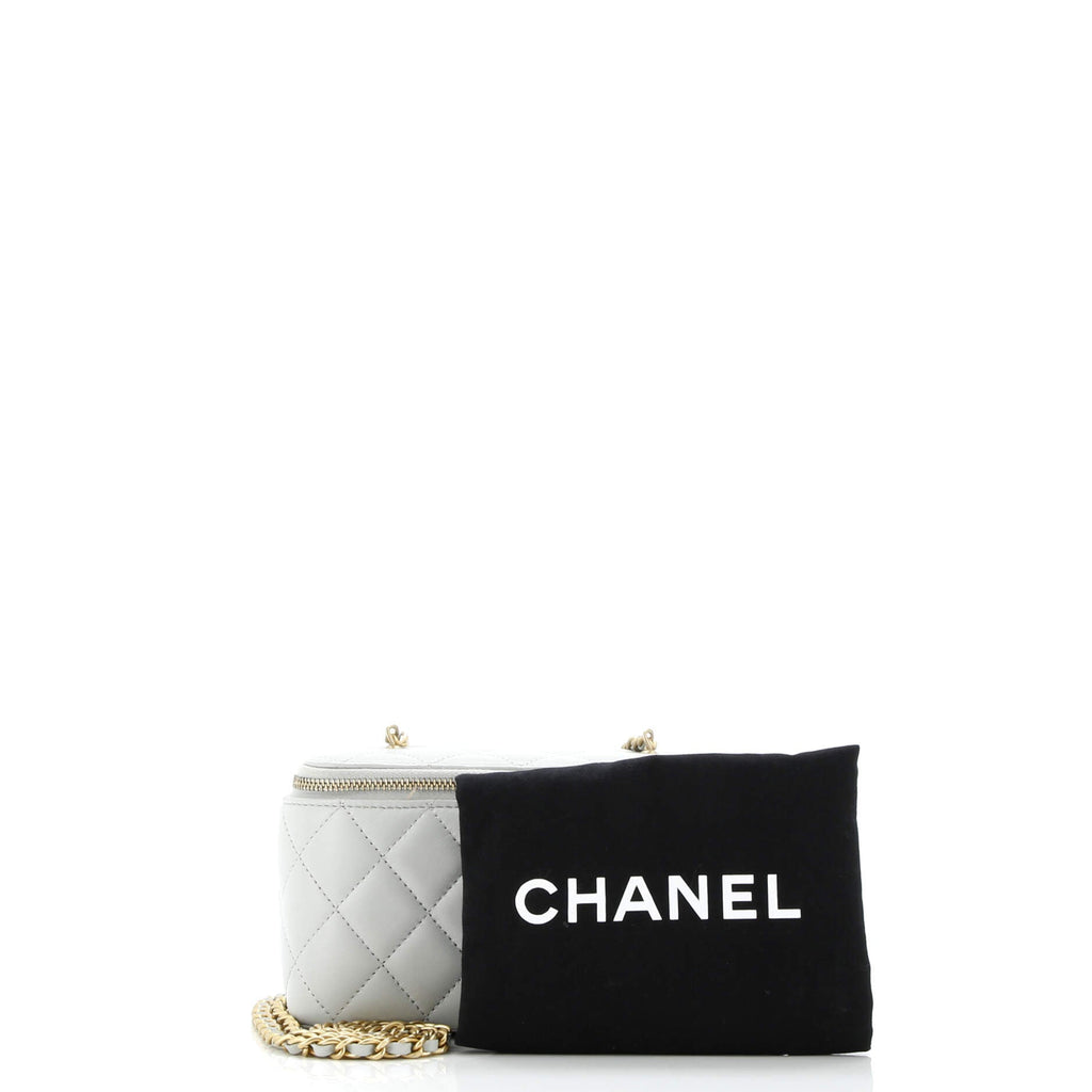 Pearl Crush Vanity Case with Chain Quilted Lambskin Small