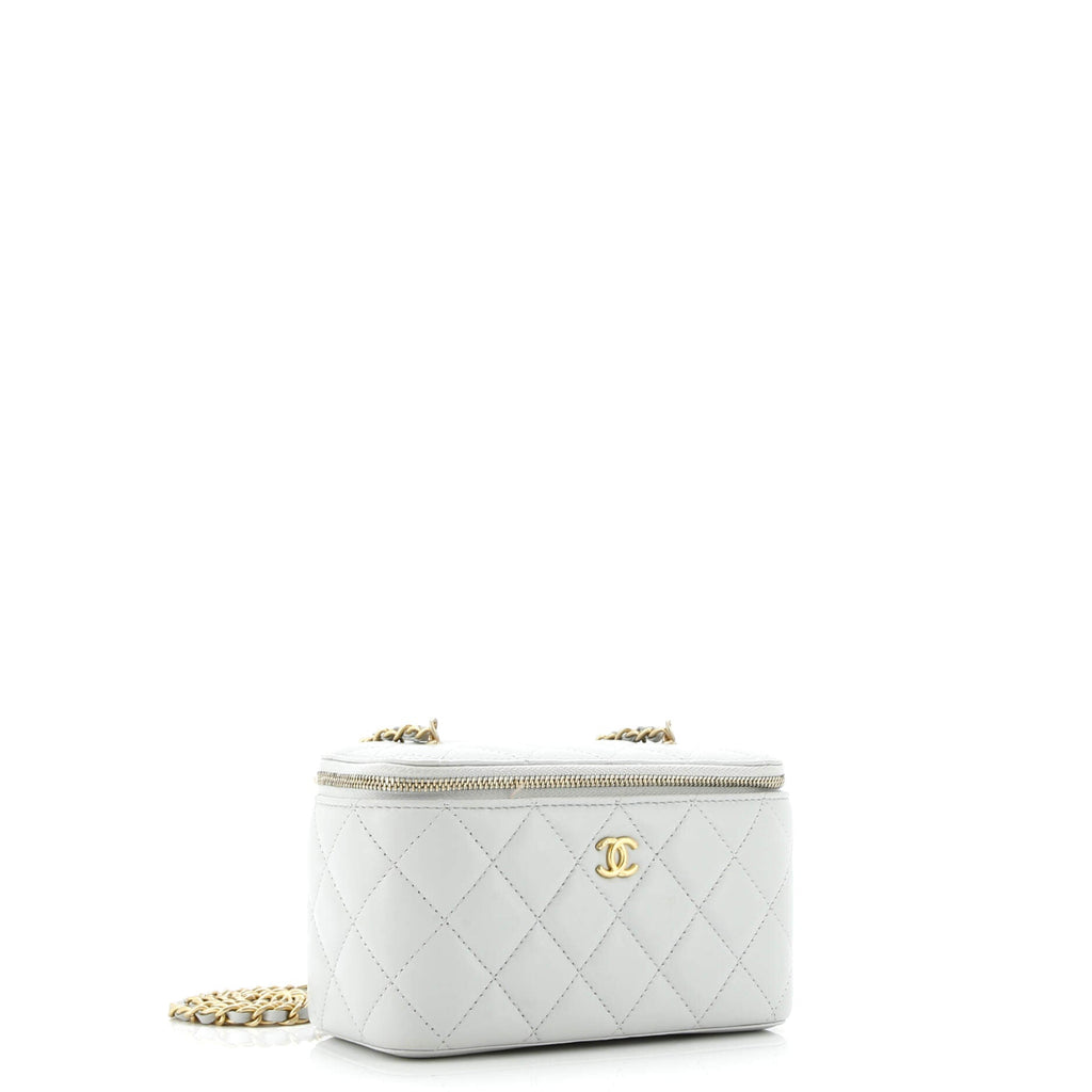 Pearl Crush Vanity Case with Chain Quilted Lambskin Small